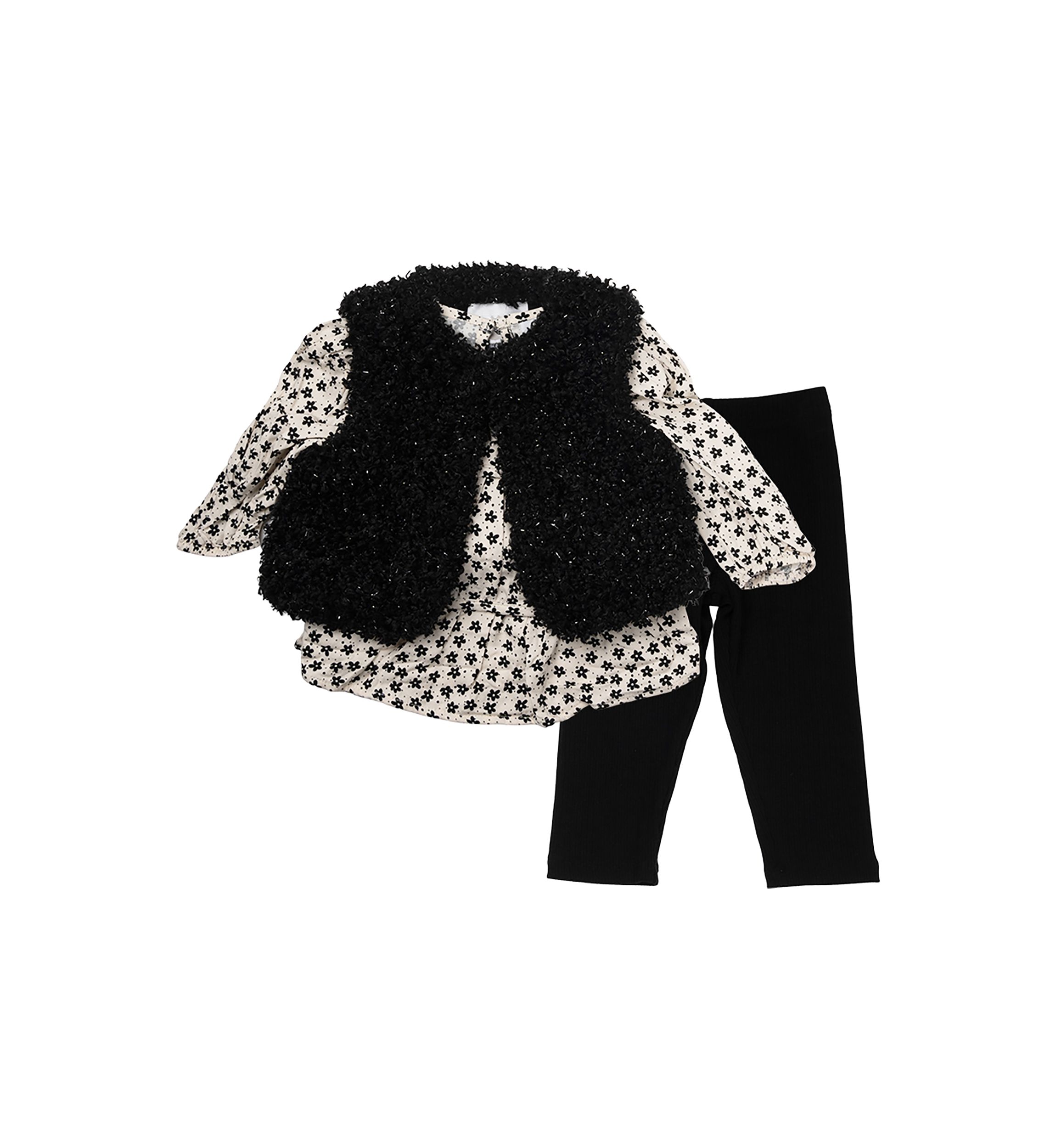 Baby Girls 3 Piece Sherpa Vest Set