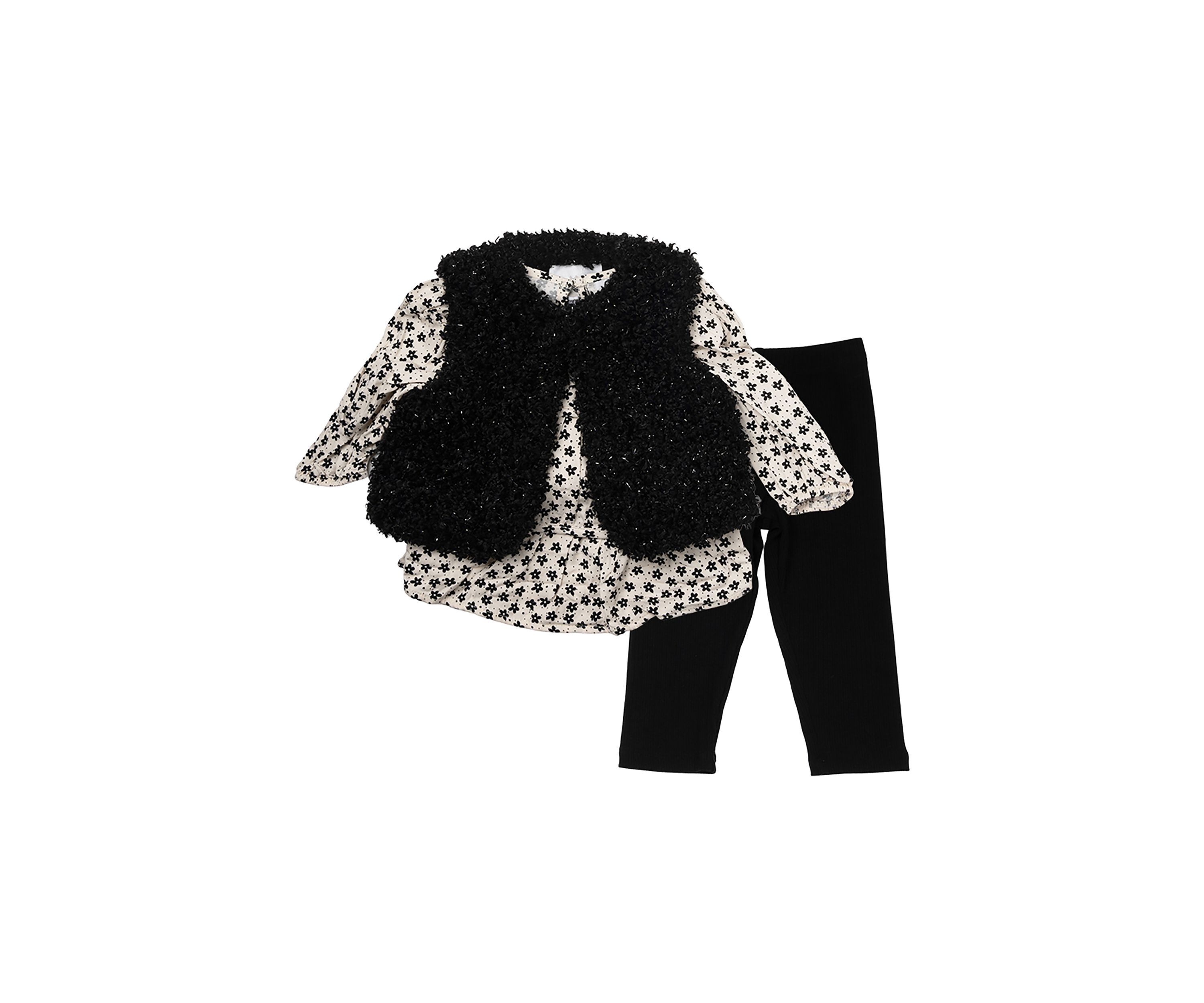 Baby Girls 3 Piece Sherpa Vest Set