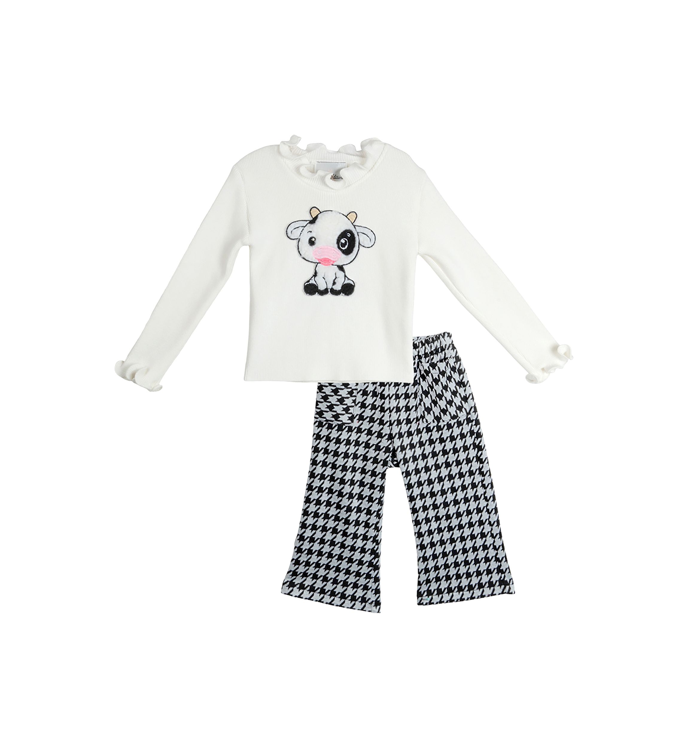 Baby Girls Cow Appliqué Top and Printed Pants Set