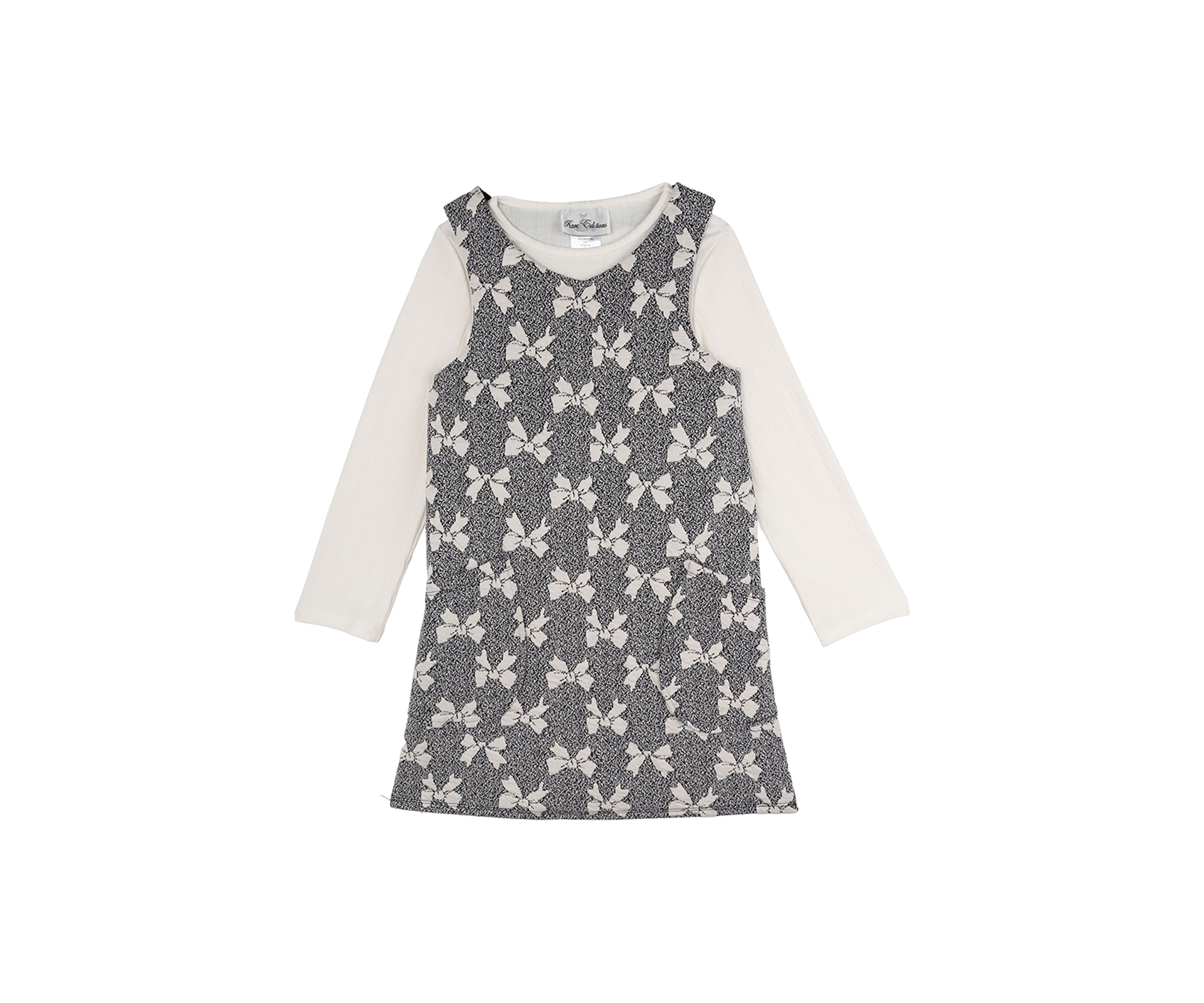 Baby Girls Bow Printed Jumper Dress Set