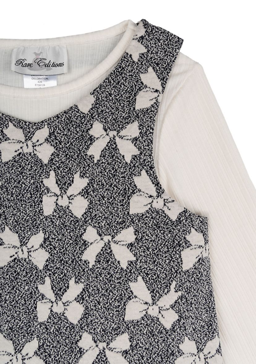 Baby Girls Bow Printed Jumper Dress Set