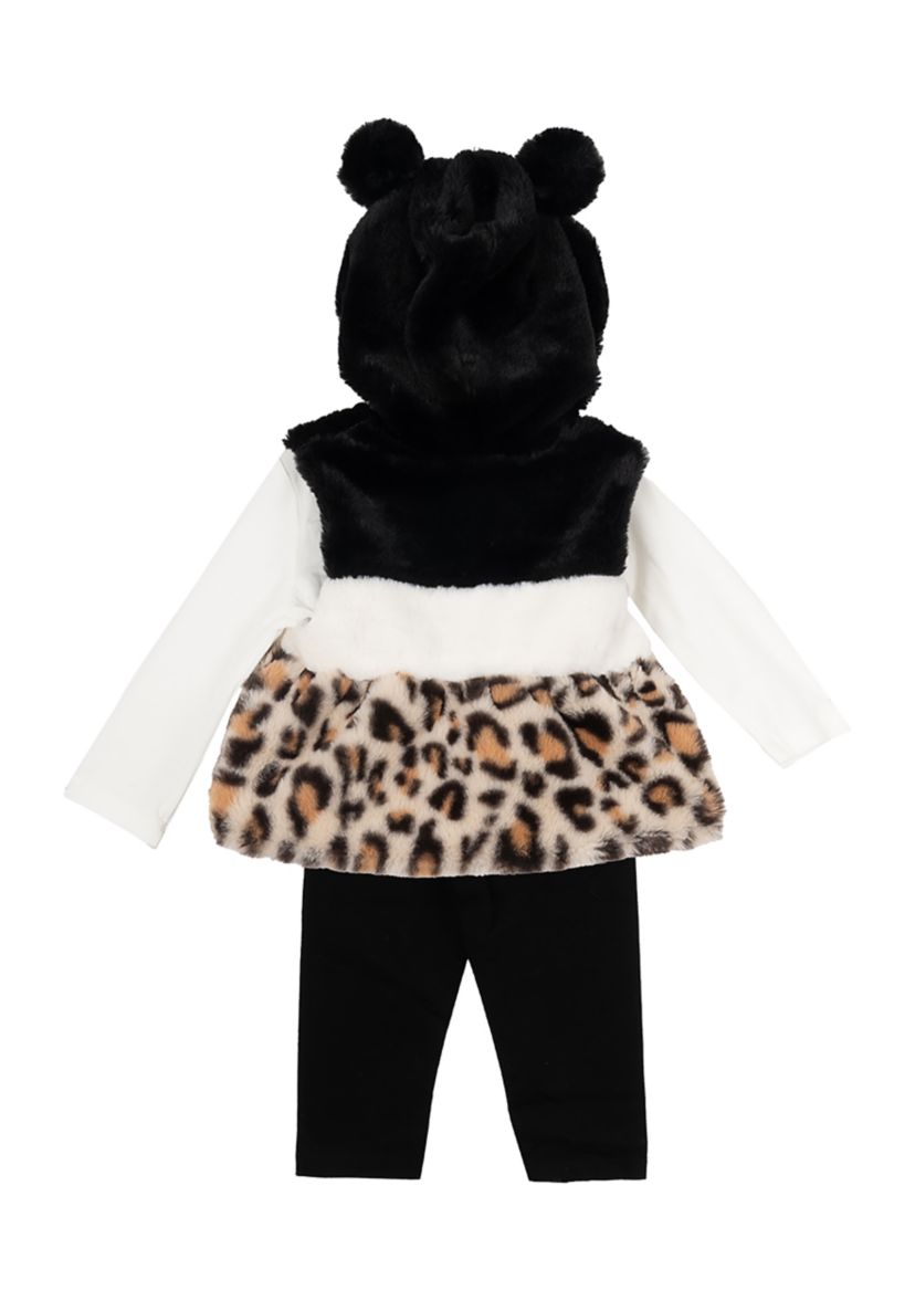 Baby Girls 3 Piece Fur Vest Set