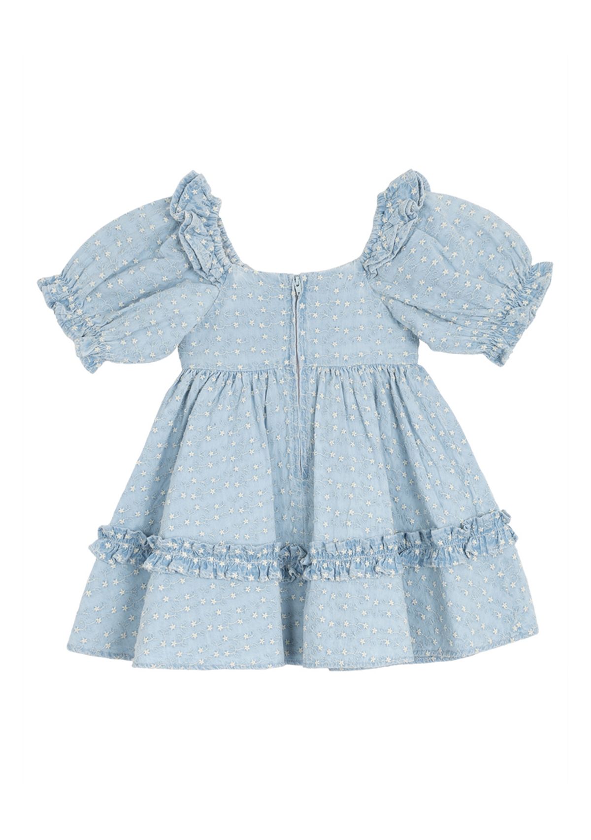 Baby Girls Printed Chambray Dress with Bloomer