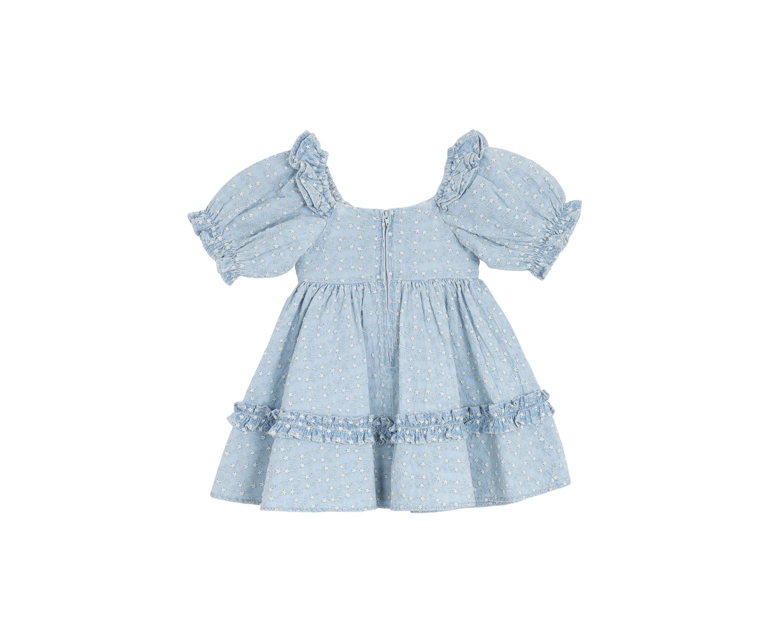 Baby Girls Printed Chambray Dress with Bloomer