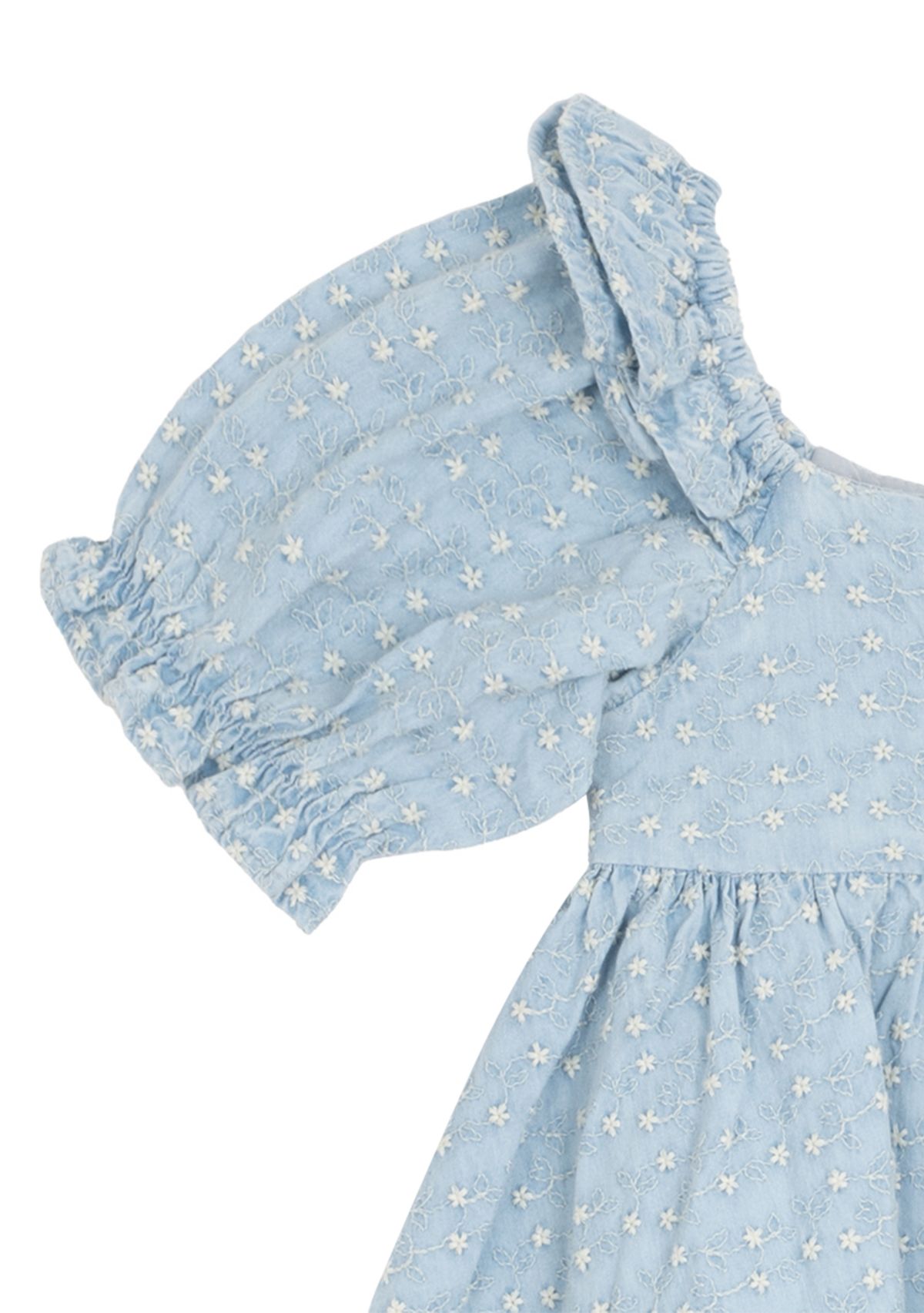 Baby Girls Printed Chambray Dress with Bloomer