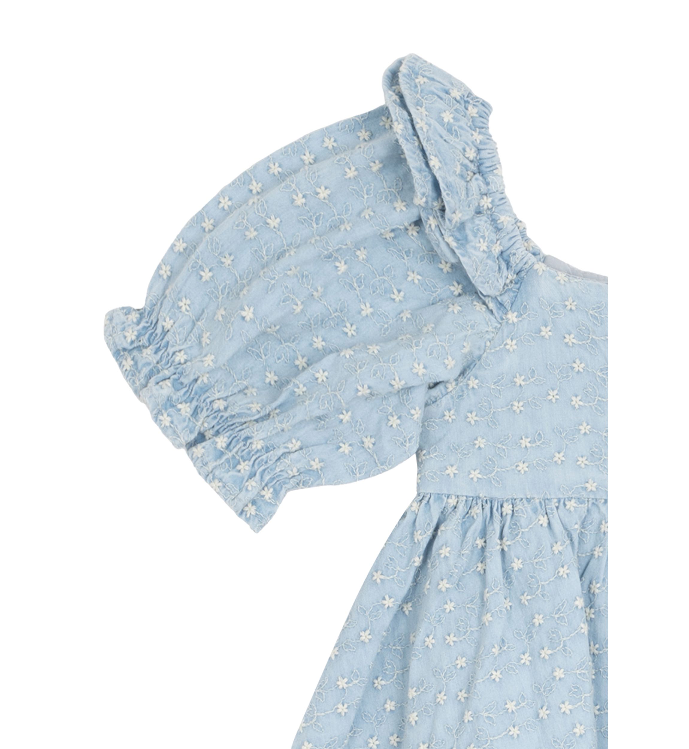 Baby Girls Printed Chambray Dress with Bloomer