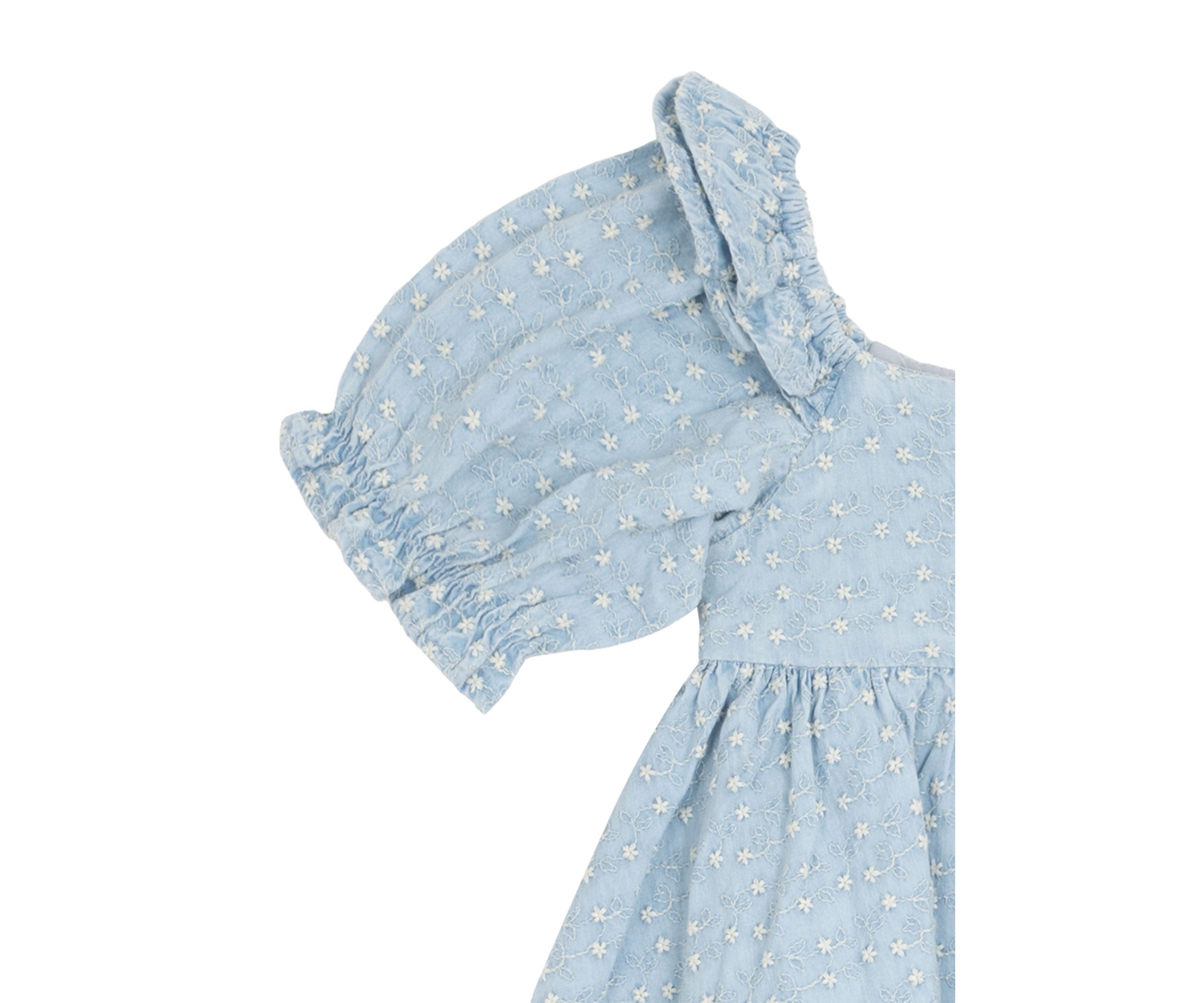 Baby Girls Printed Chambray Dress with Bloomer