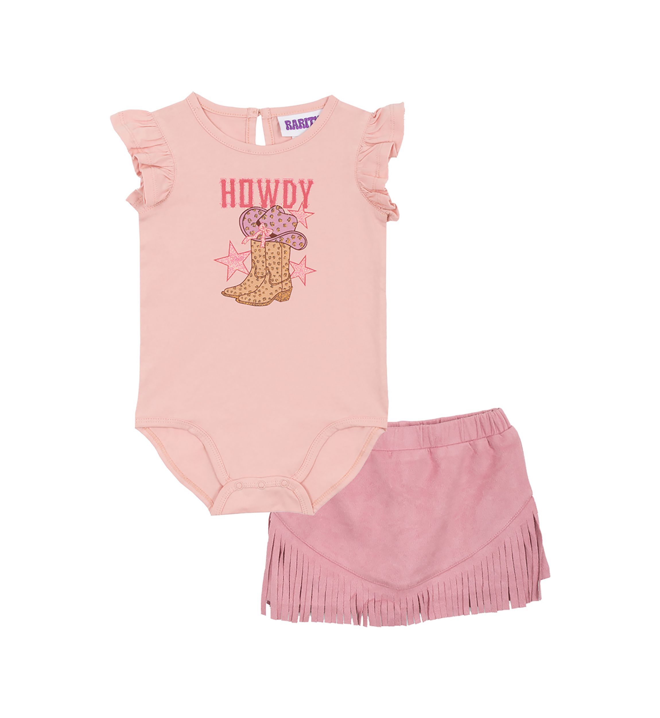 Baby Girls Howdy Graphic Bodysuit and Fringe Skirt Set