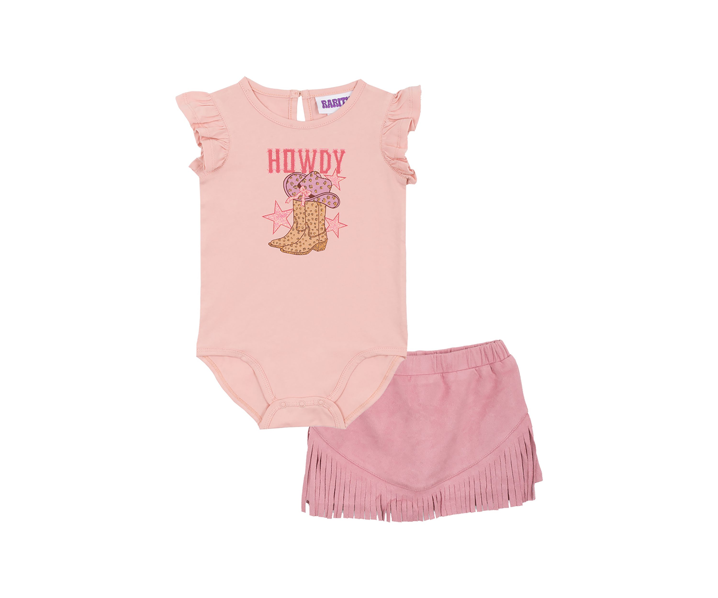 Baby Girls Howdy Graphic Bodysuit and Fringe Skirt Set