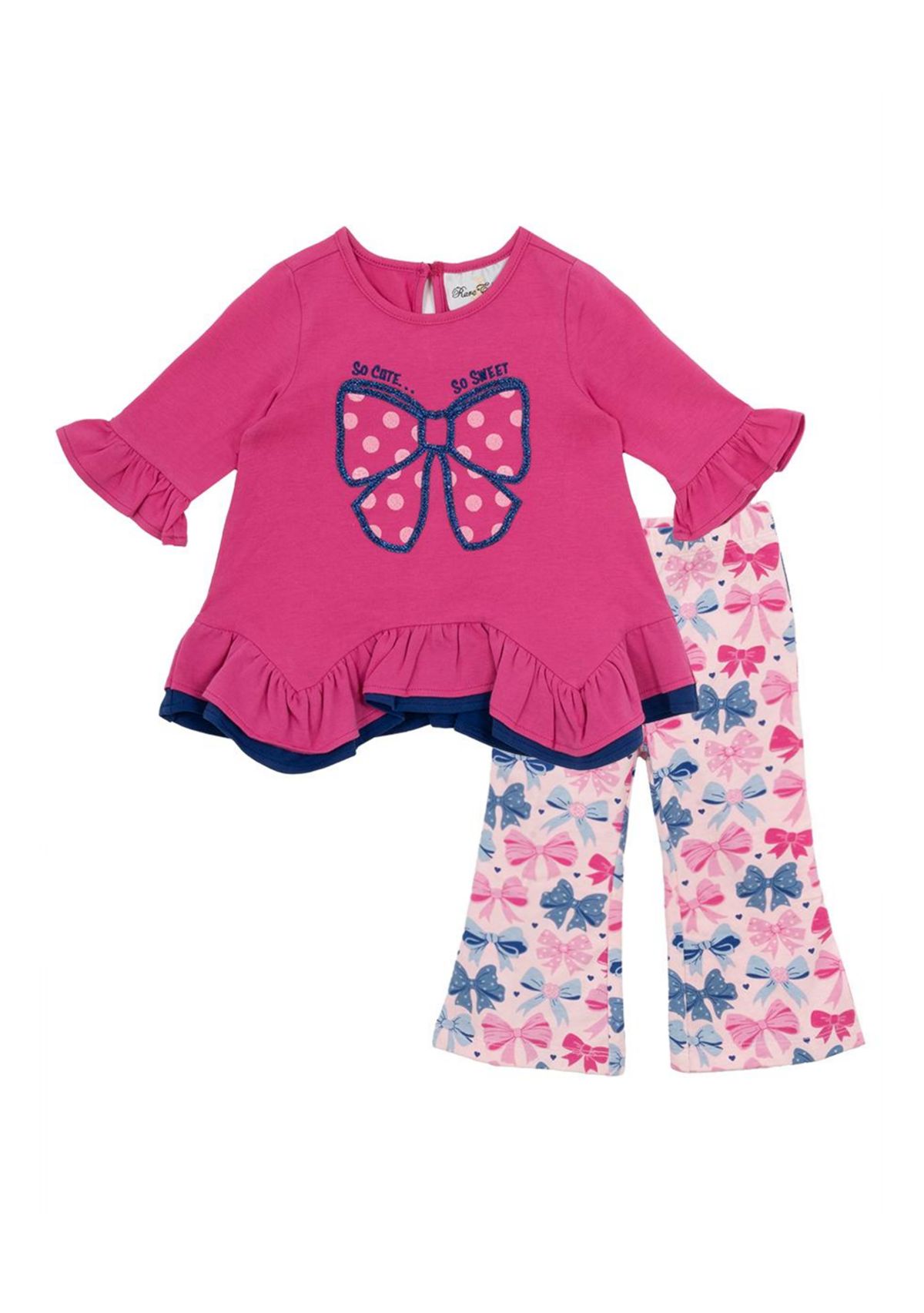 Baby Girls Bow Appliqué Top and Printed Leggings Set