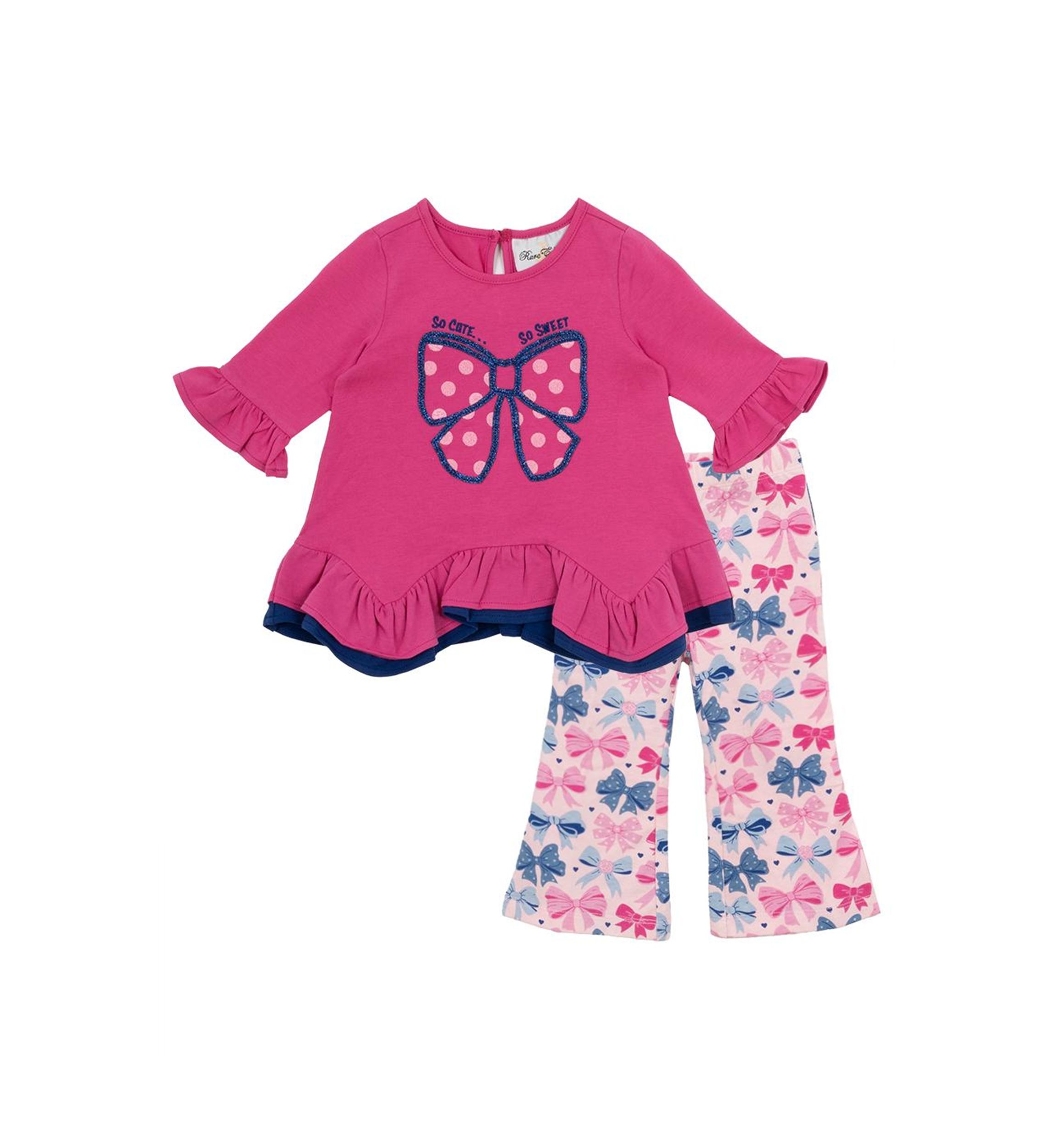 Baby Girls Bow Appliqué Top and Printed Leggings Set