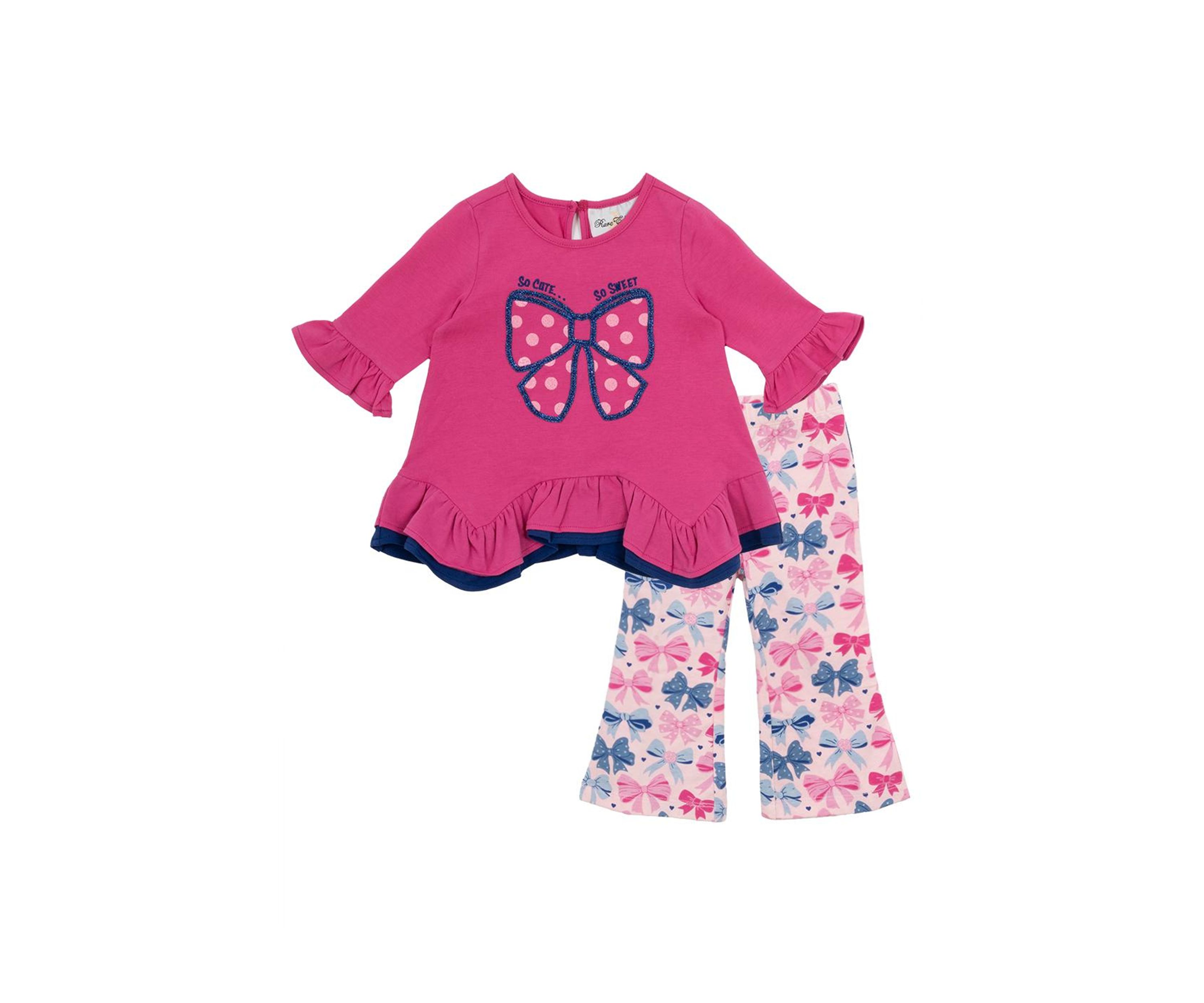 Baby Girls Bow Appliqué Top and Printed Leggings Set