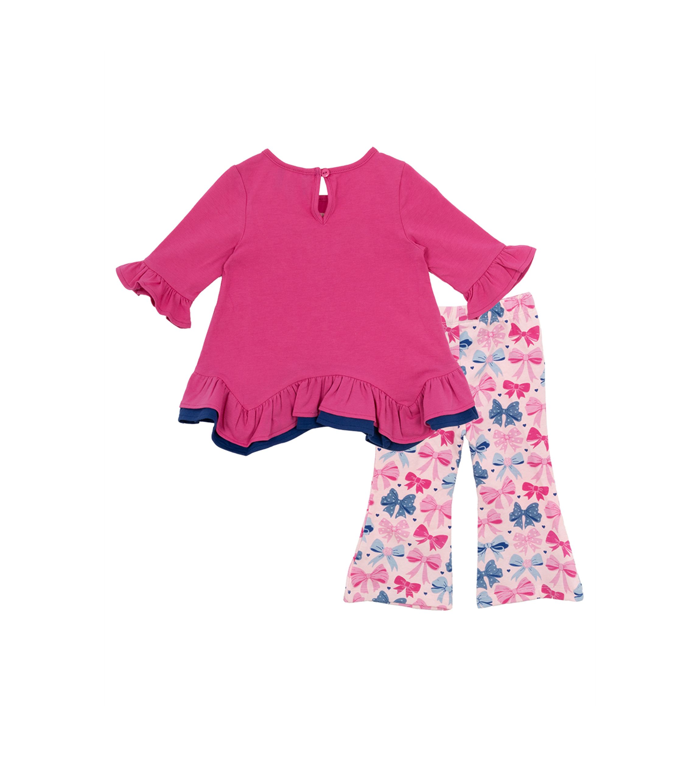 Baby Girls Bow Appliqué Top and Printed Leggings Set