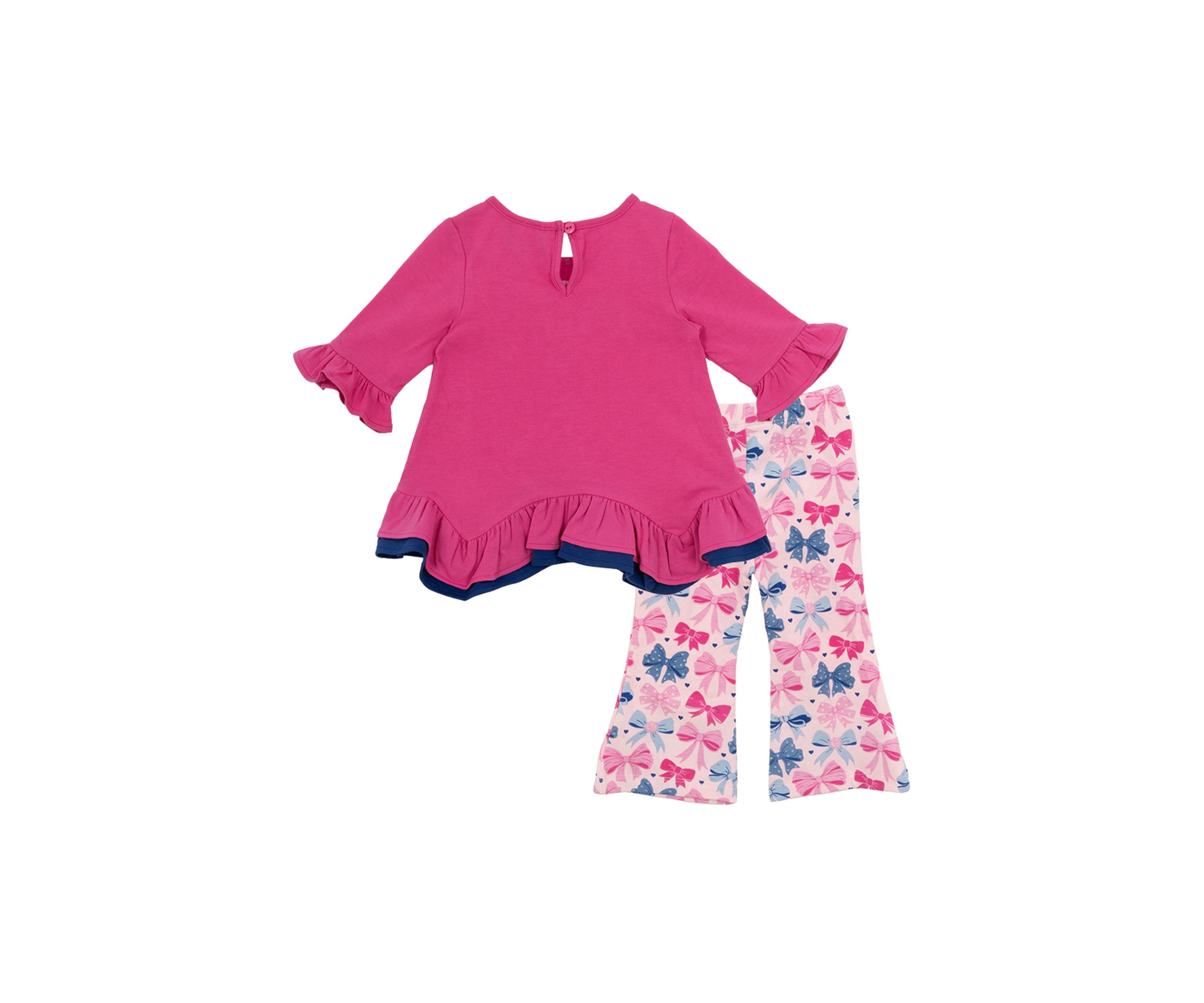 Baby Girls Bow Appliqué Top and Printed Leggings Set
