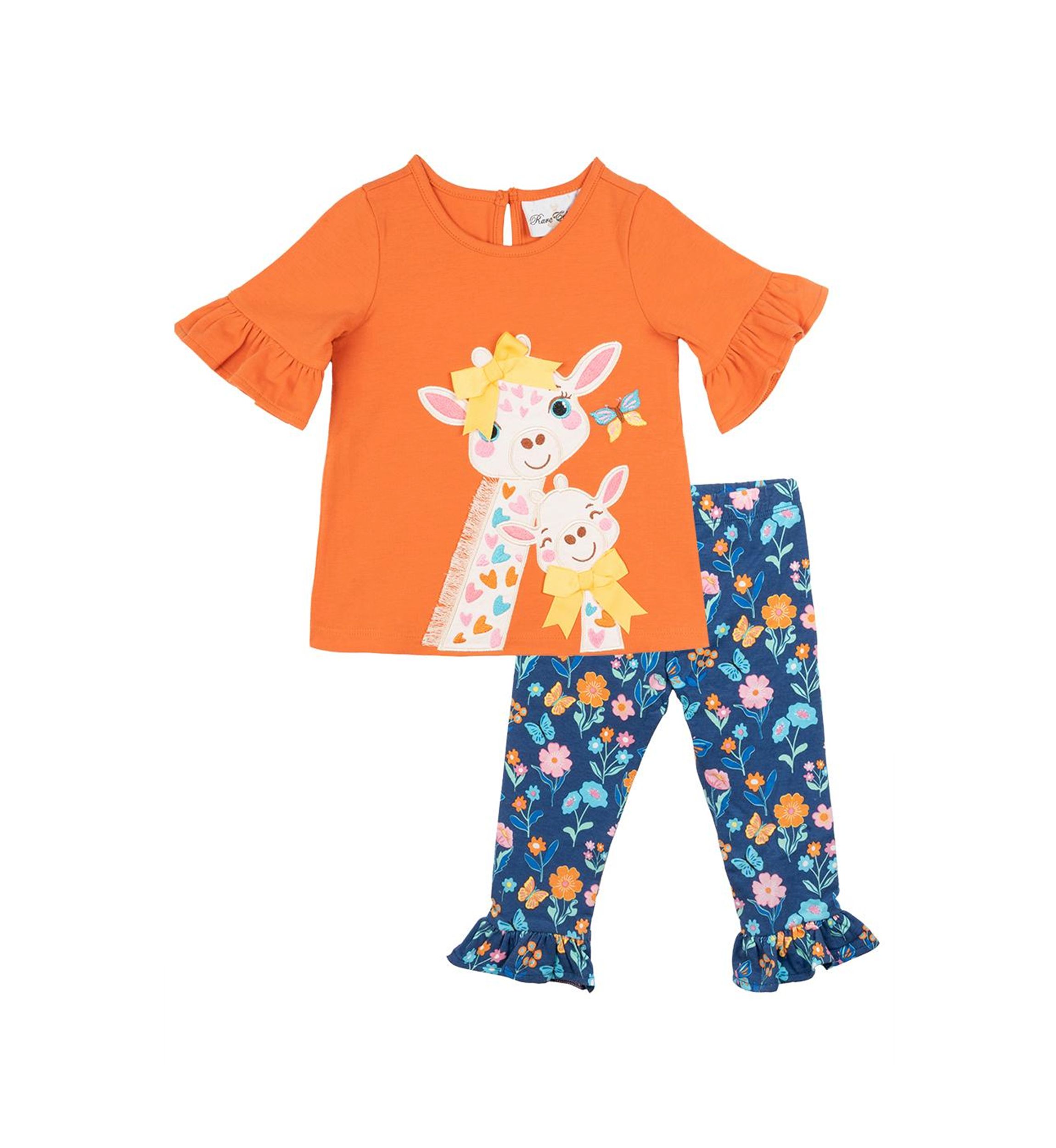 Baby Girls Giraffe Appliqué Top and Printed Leggings Set
