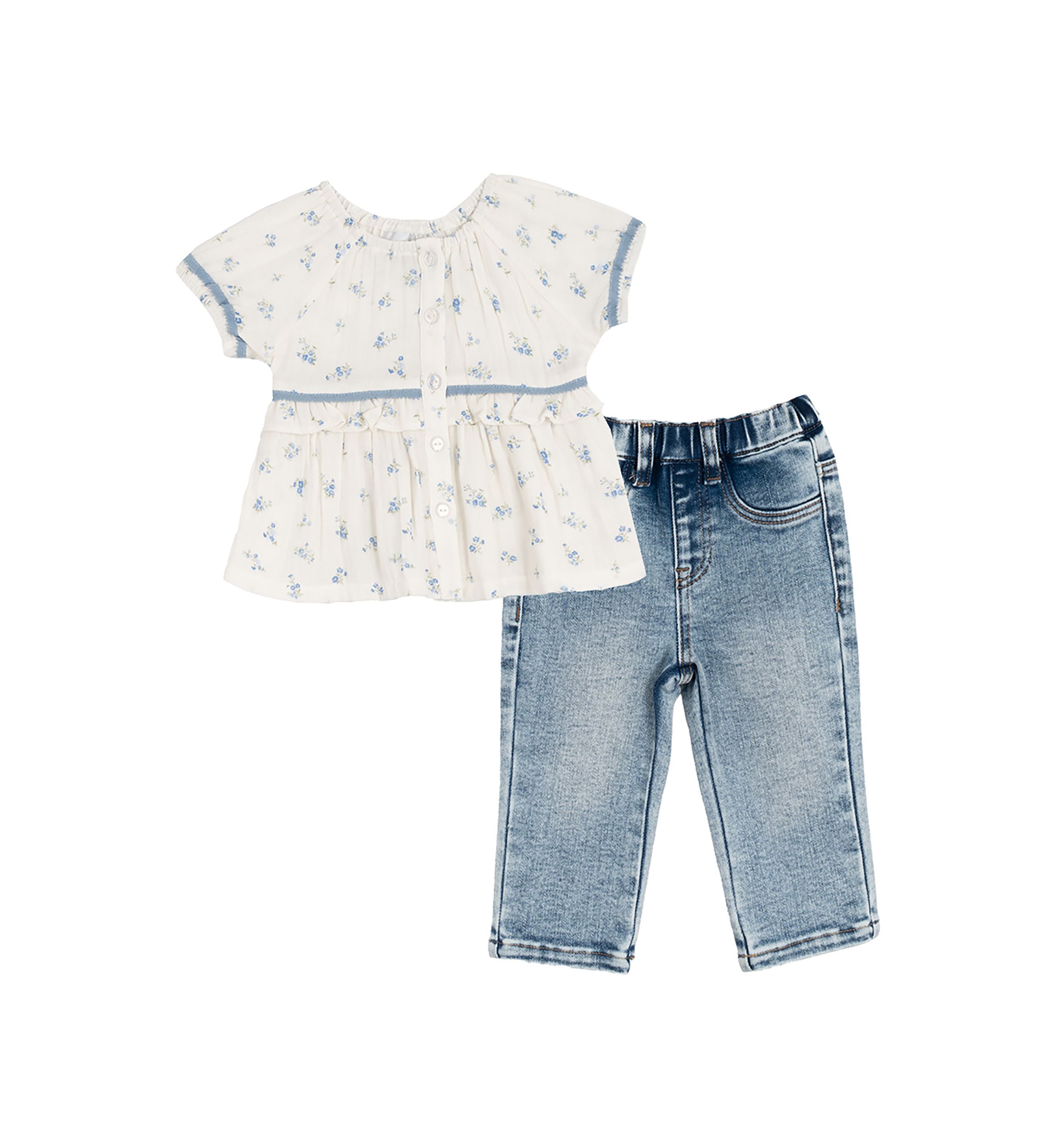 Baby Girls Woven Floral Printed Top and Pants Set