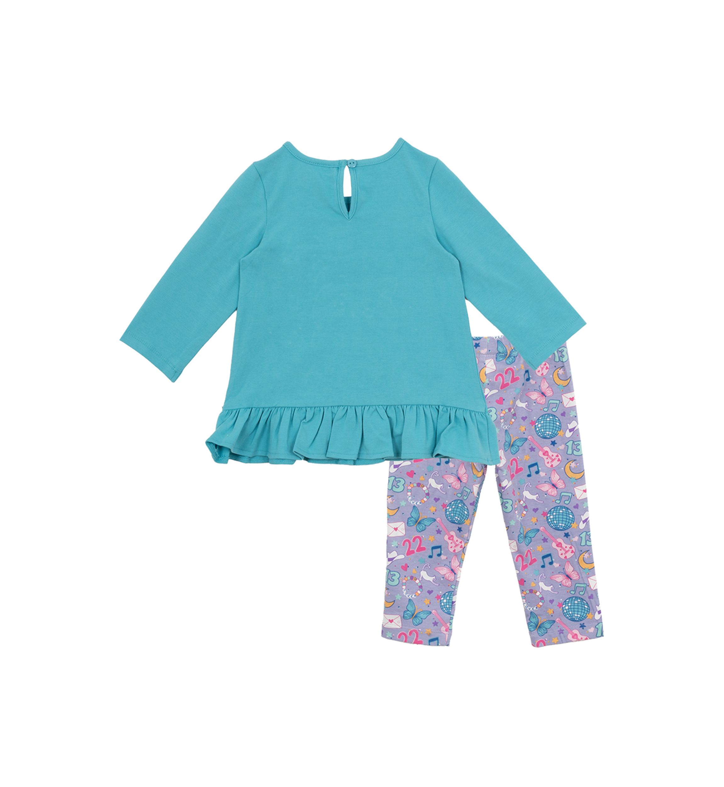 Baby Girls Cat Appliqué Top and Printed Leggings Set