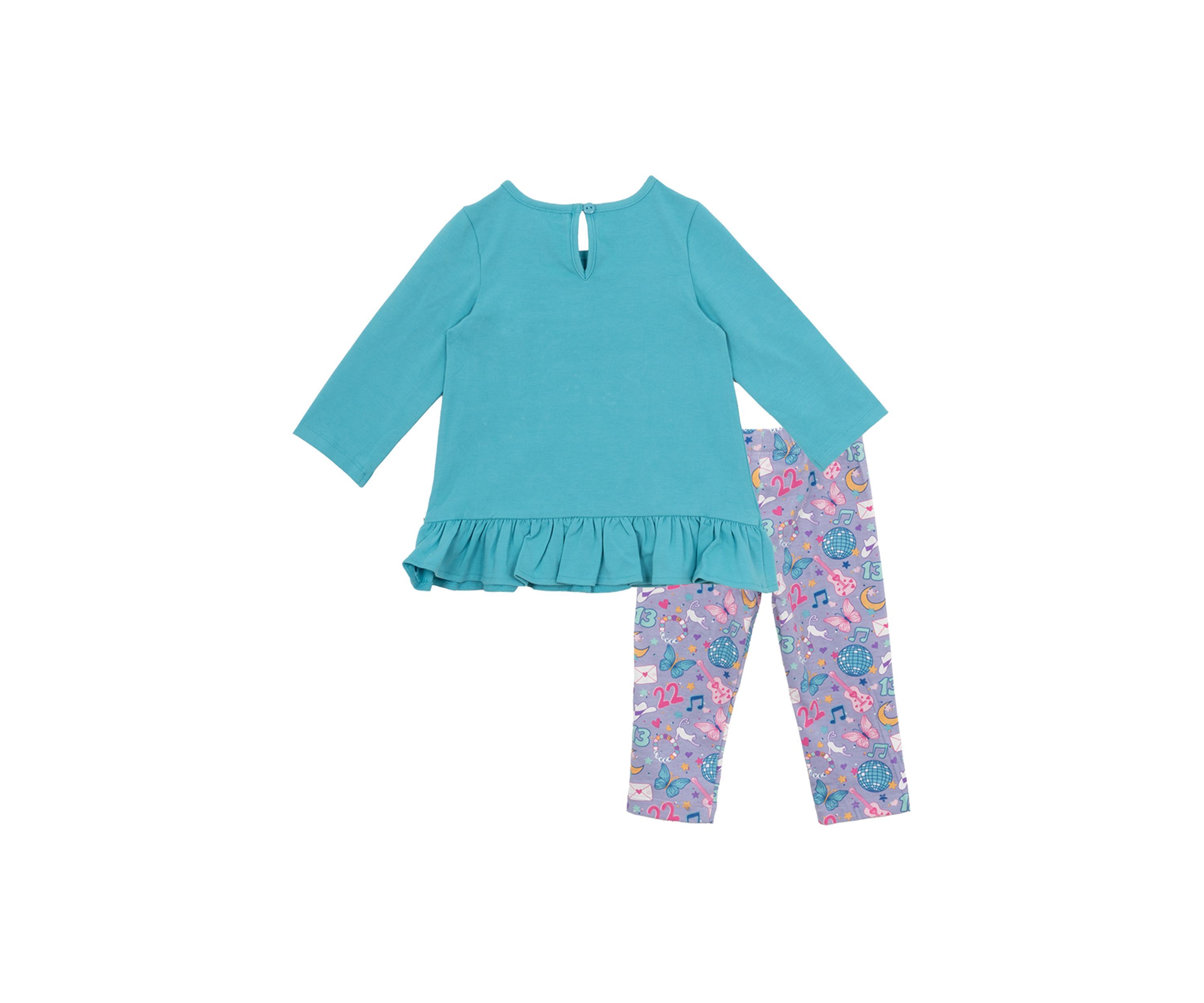 Baby Girls Cat Appliqué Top and Printed Leggings Set