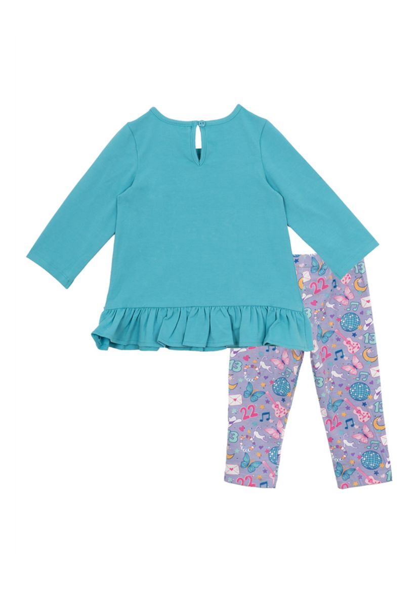 Baby Girls Cat Appliqué Top and Printed Leggings Set