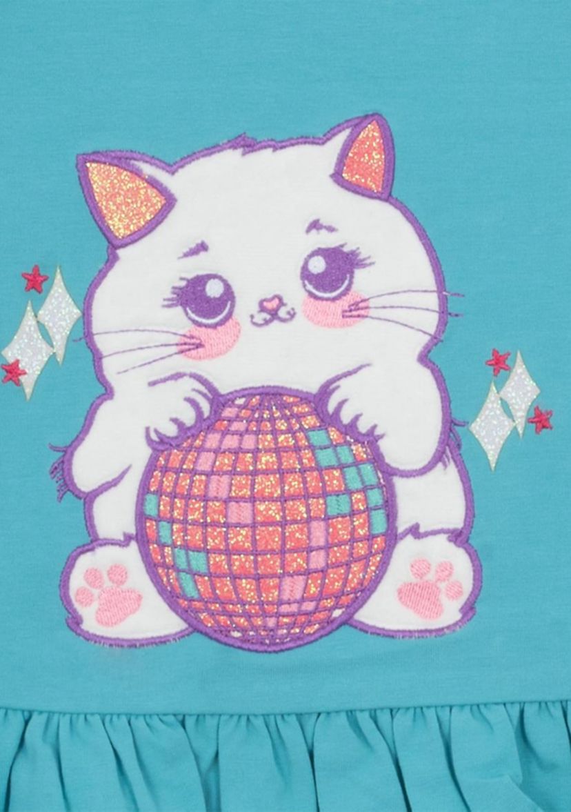 Baby Girls Cat Appliqué Top and Printed Leggings Set