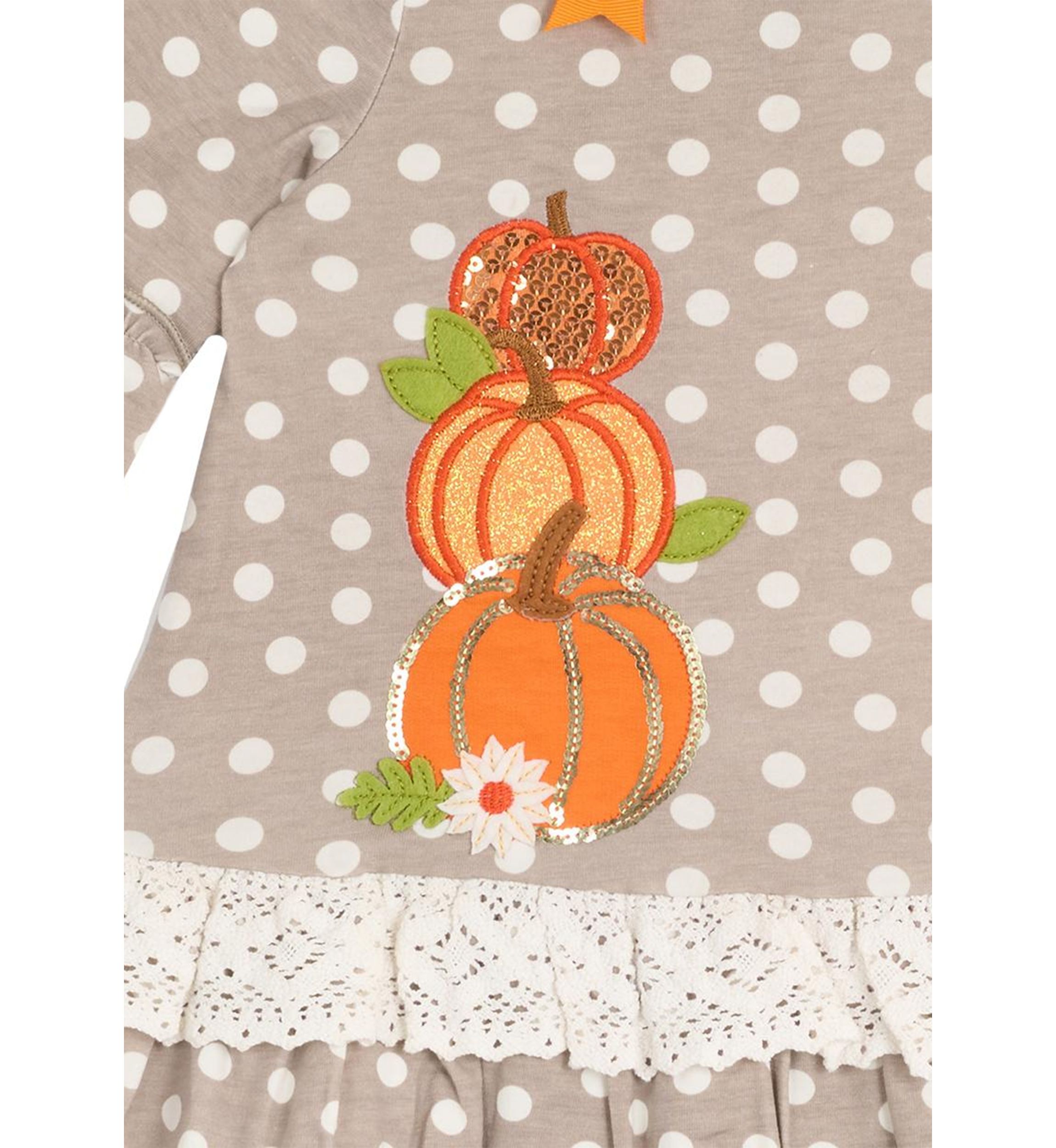 Baby Girls Polka Dot Pumpkin Appliqué Top and Leggings Set
