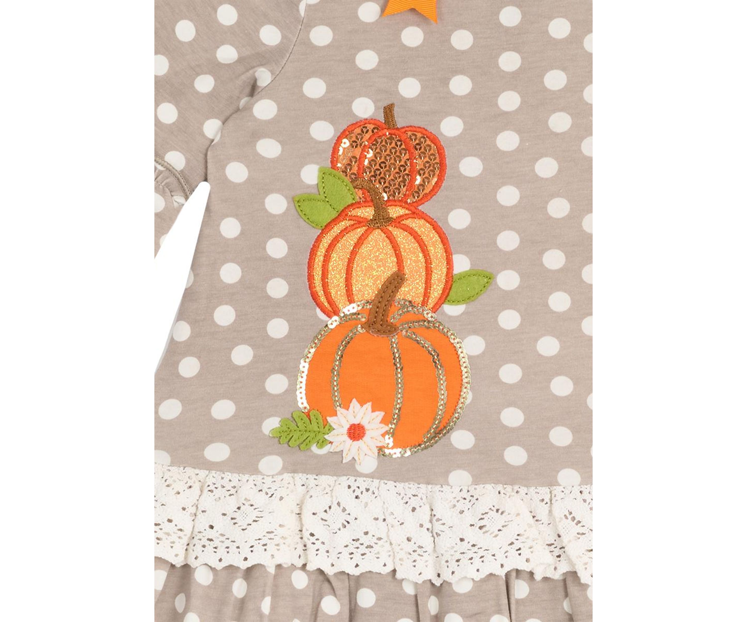 Baby Girls Polka Dot Pumpkin Appliqué Top and Leggings Set