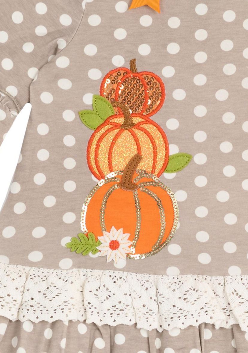Baby Girls Polka Dot Pumpkin Appliqué Top and Leggings Set