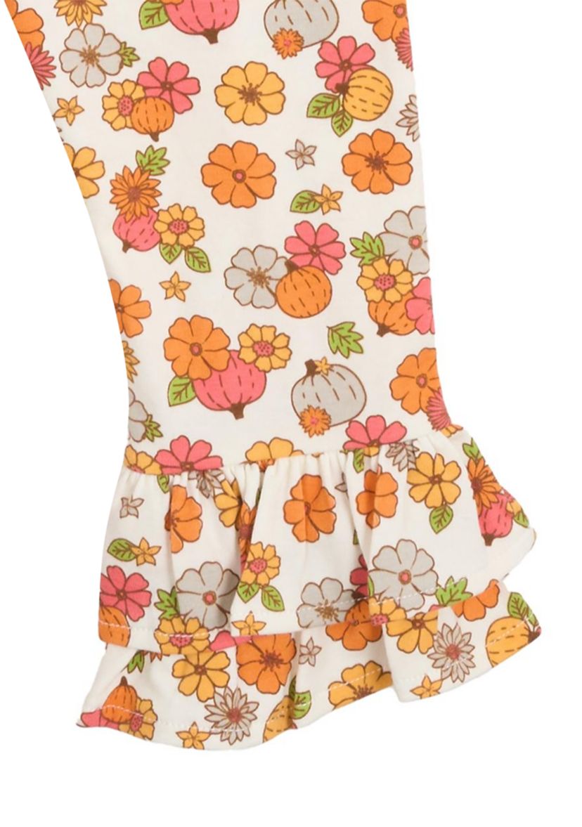 Baby Girls Polka Dot Pumpkin Appliqué Top and Leggings Set