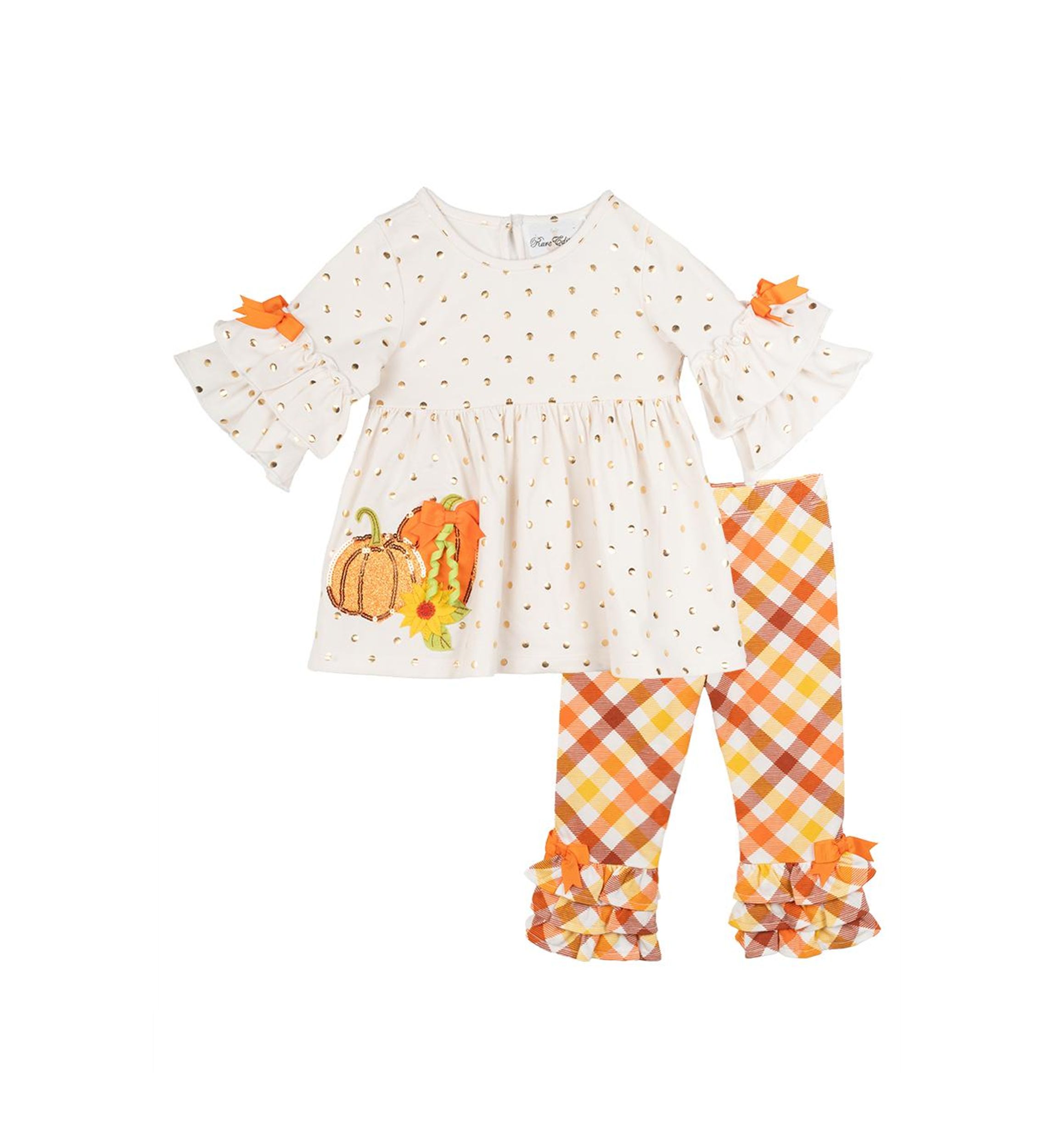 Baby Girls Pumpkin Appliqué Top and Ruffle Leggings Set