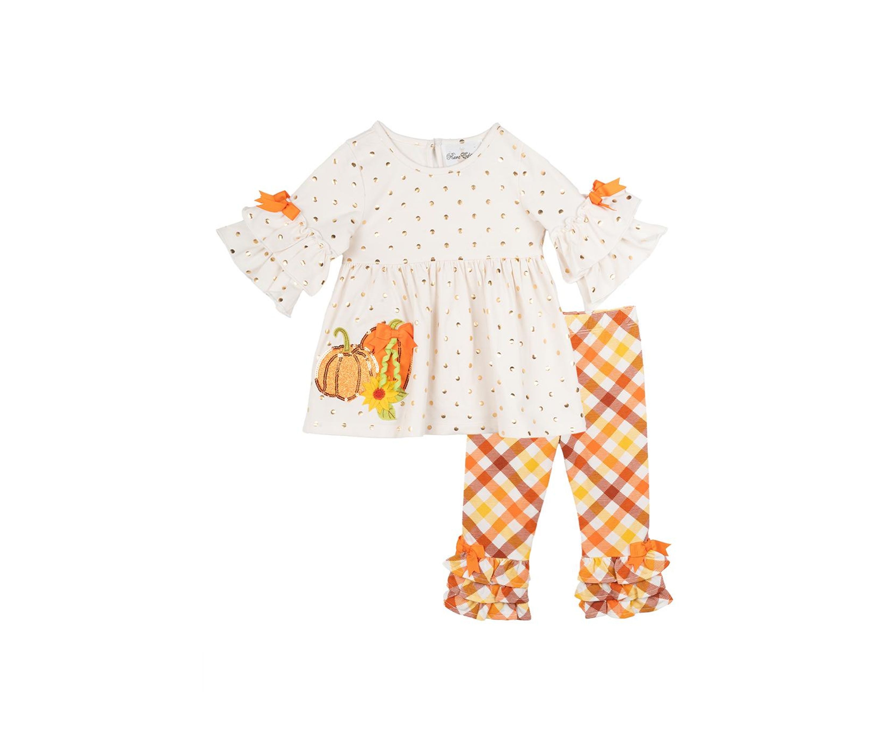 Baby Girls Pumpkin Appliqué Top and Ruffle Leggings Set