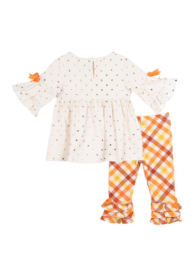 Baby Girls Pumpkin Appliqué Top and Ruffle Leggings Set
