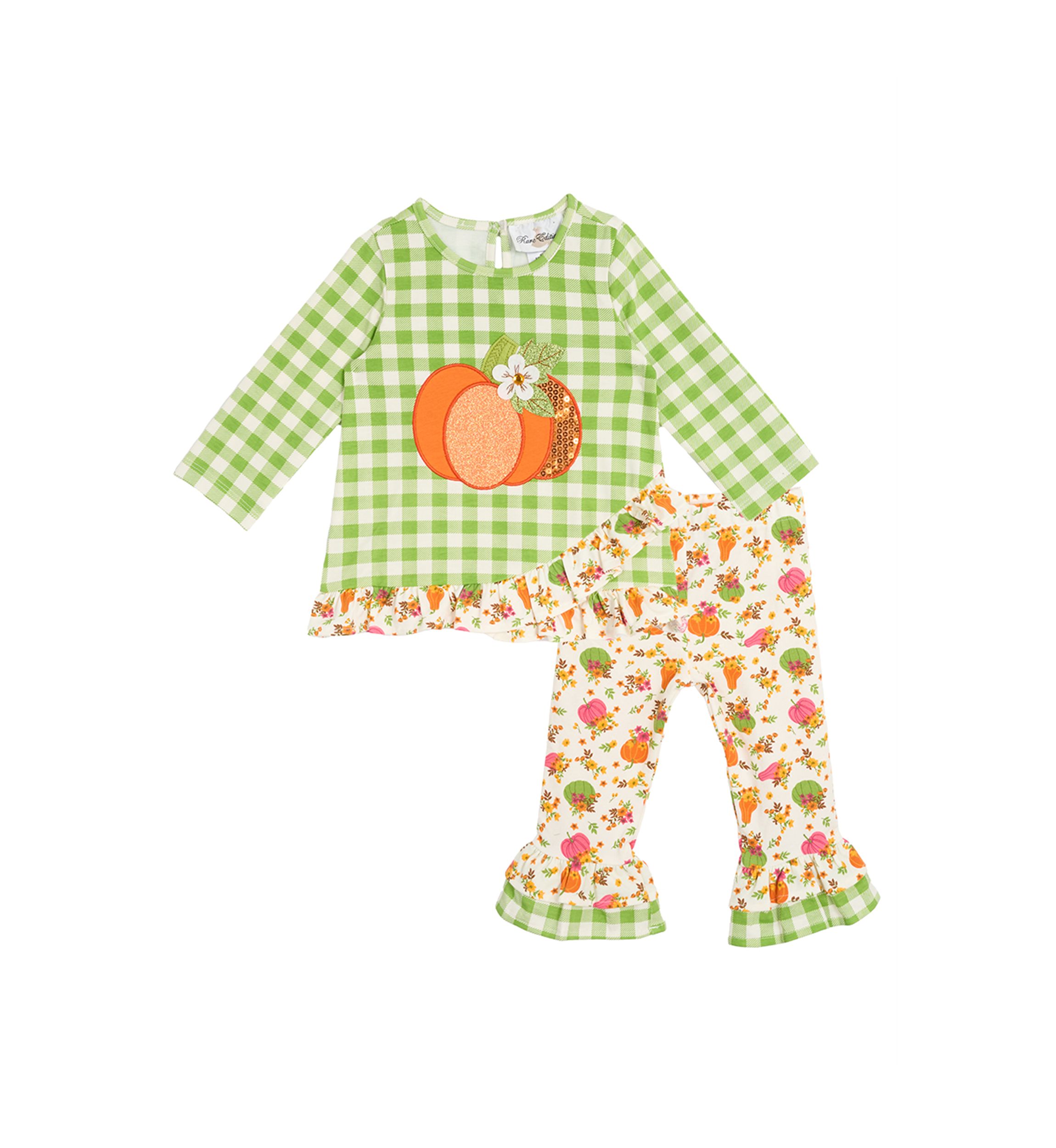 Toddler Girls Gingham Appliqué Top and Leggings Set
