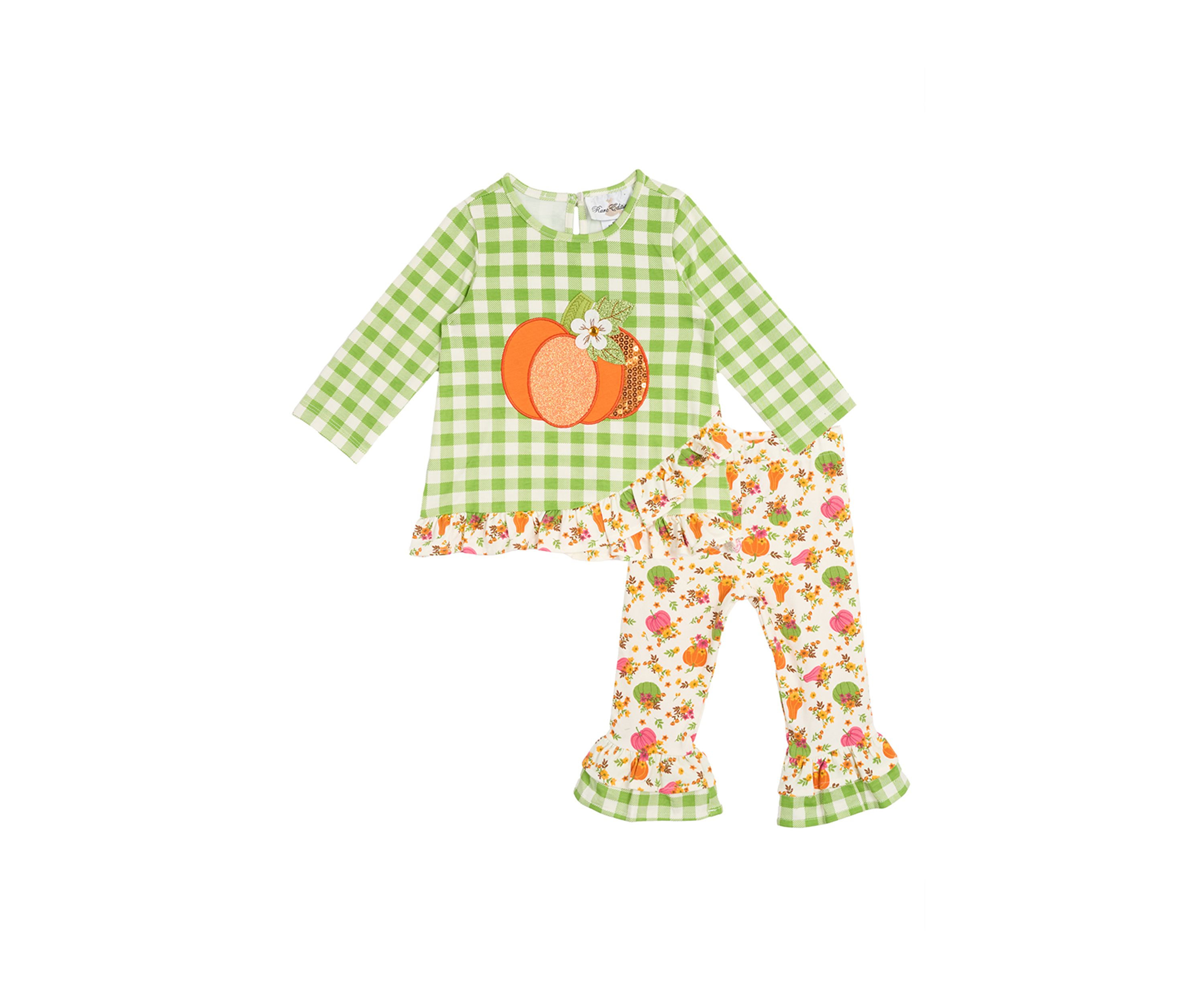 Toddler Girls Gingham Appliqué Top and Leggings Set
