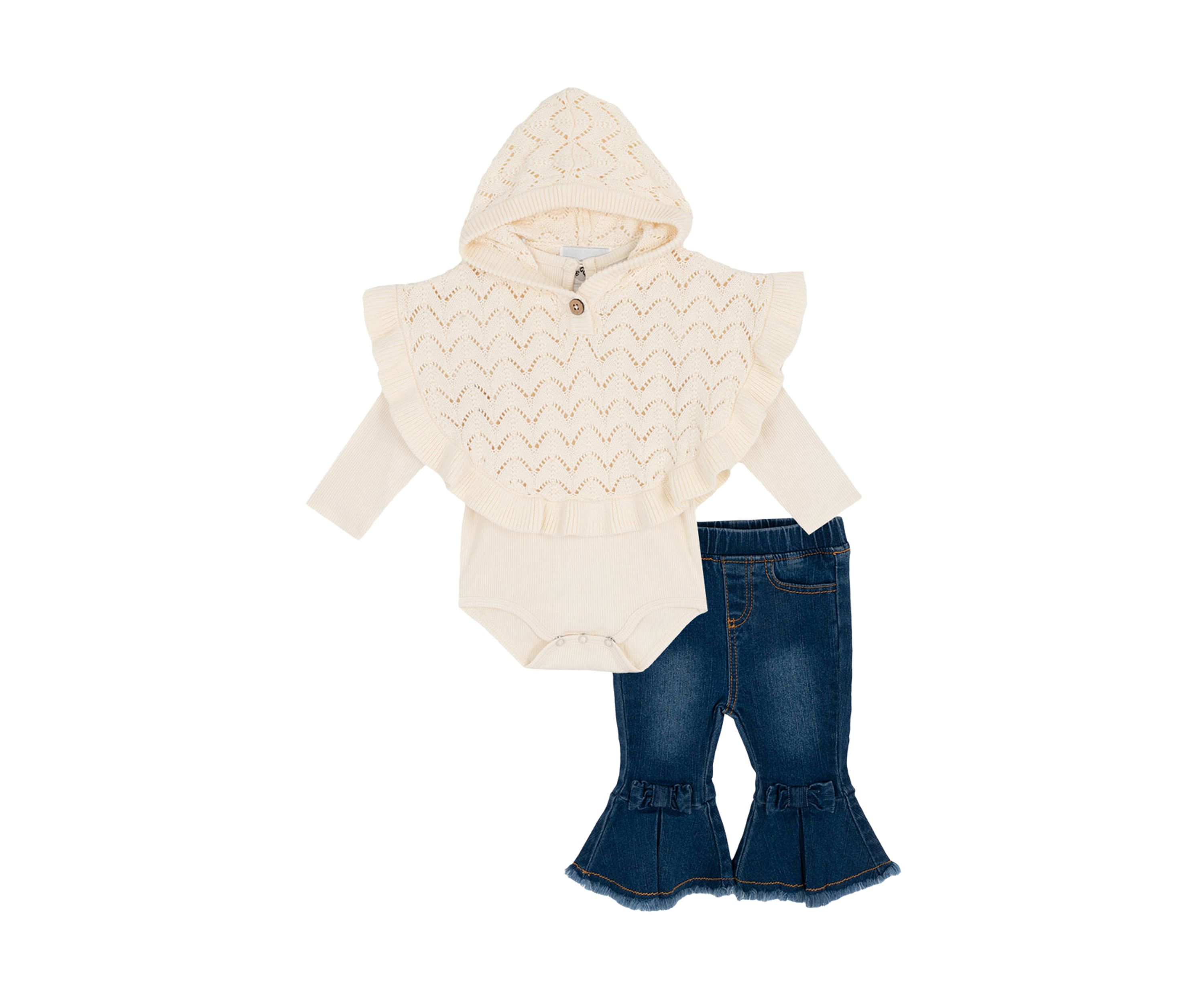 Baby  Girls 3-Piece Poncho Set 