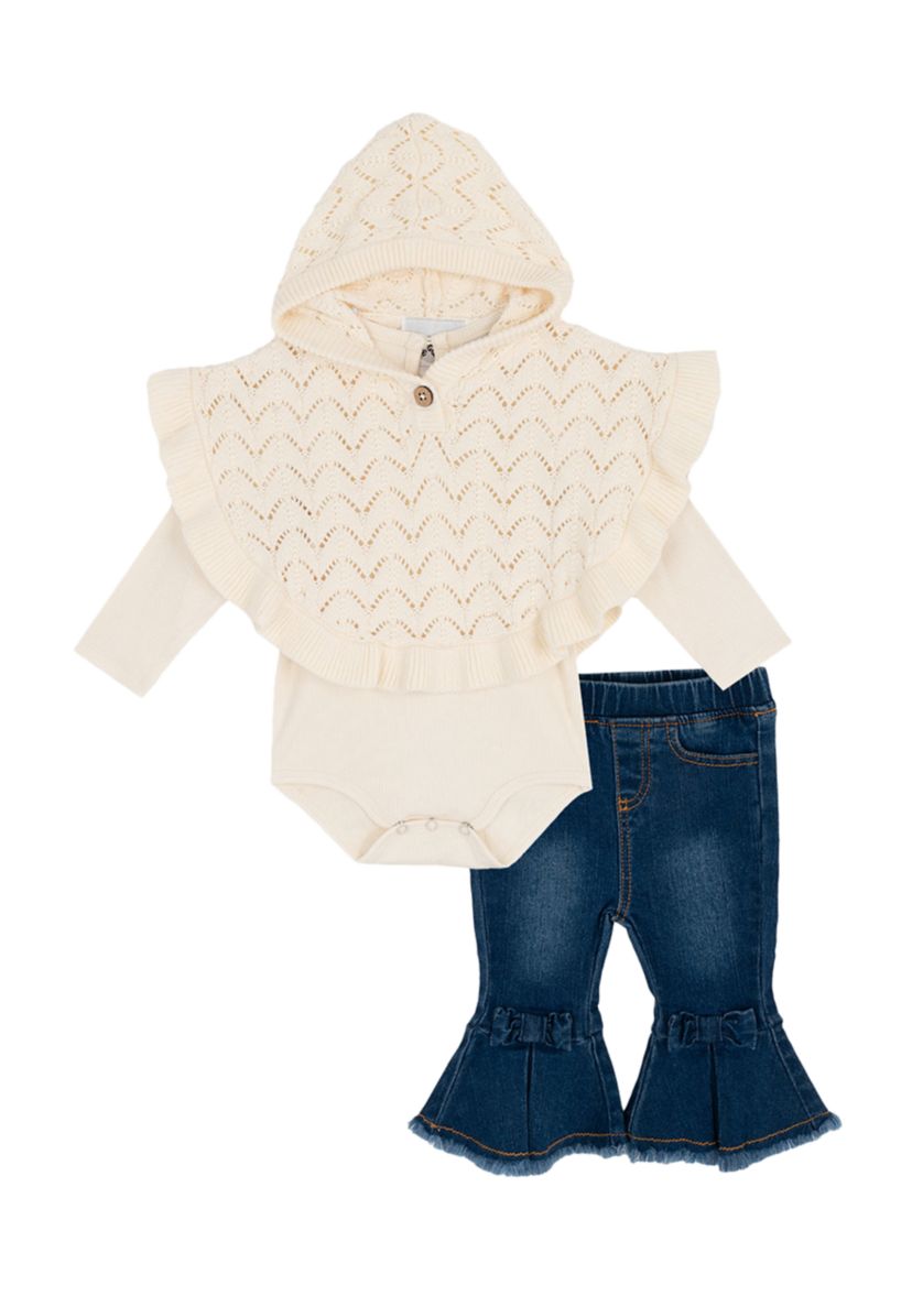 Baby  Girls 3-Piece Poncho Set 