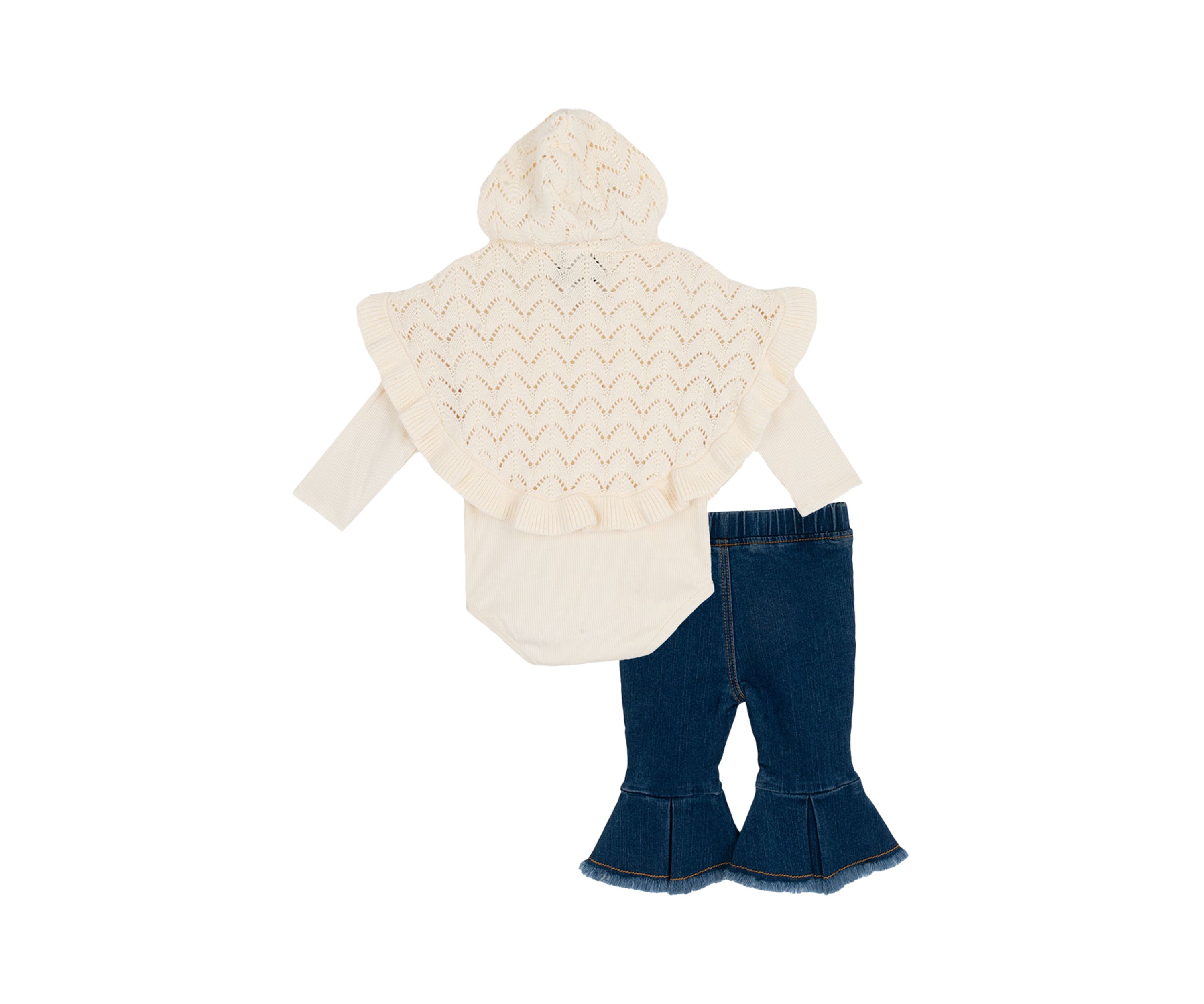 Baby  Girls 3-Piece Poncho Set 