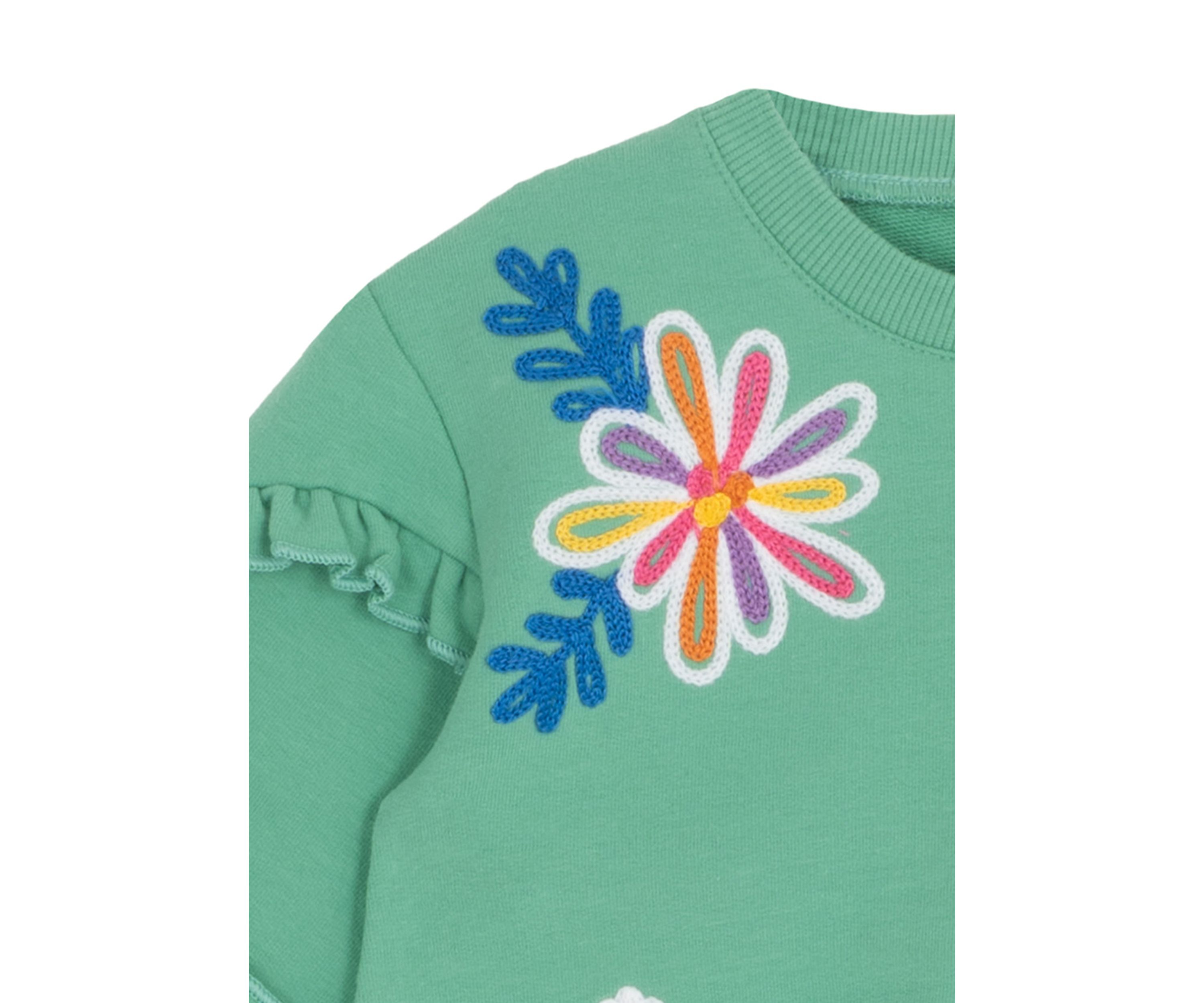 Baby Girls Floral Embroidered Sweatshirt and Pants Set