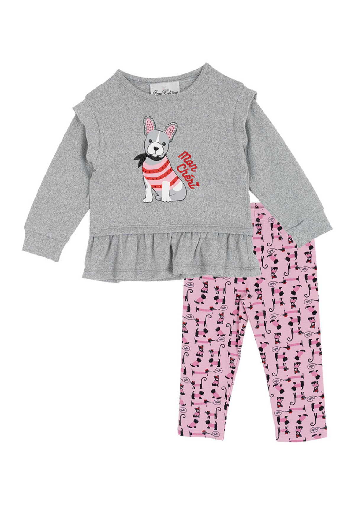 Baby Girls Doggie Graphic T-Shirt and Printed Leggings Set