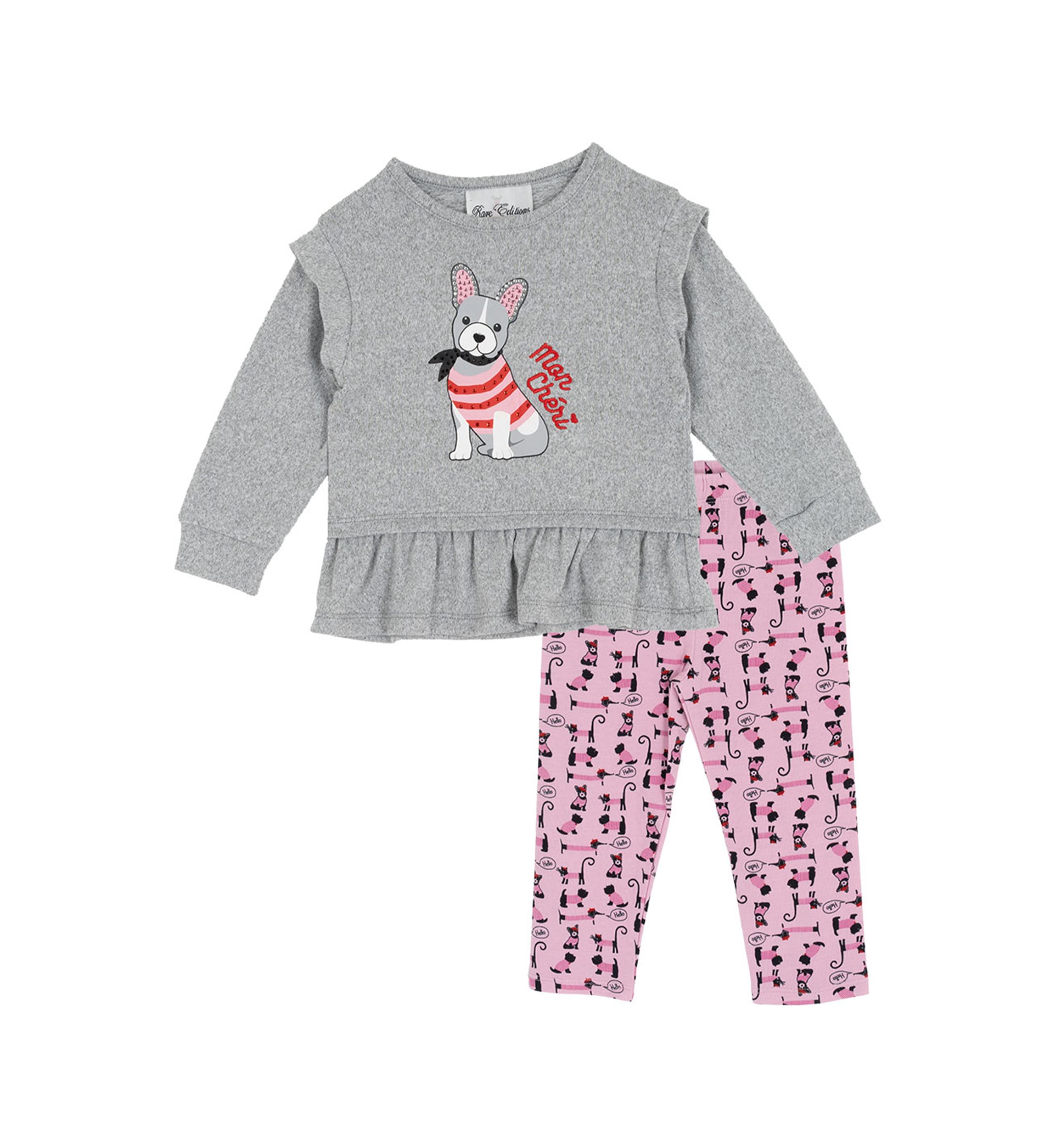 Baby Girls Doggie Graphic T-Shirt and Printed Leggings Set