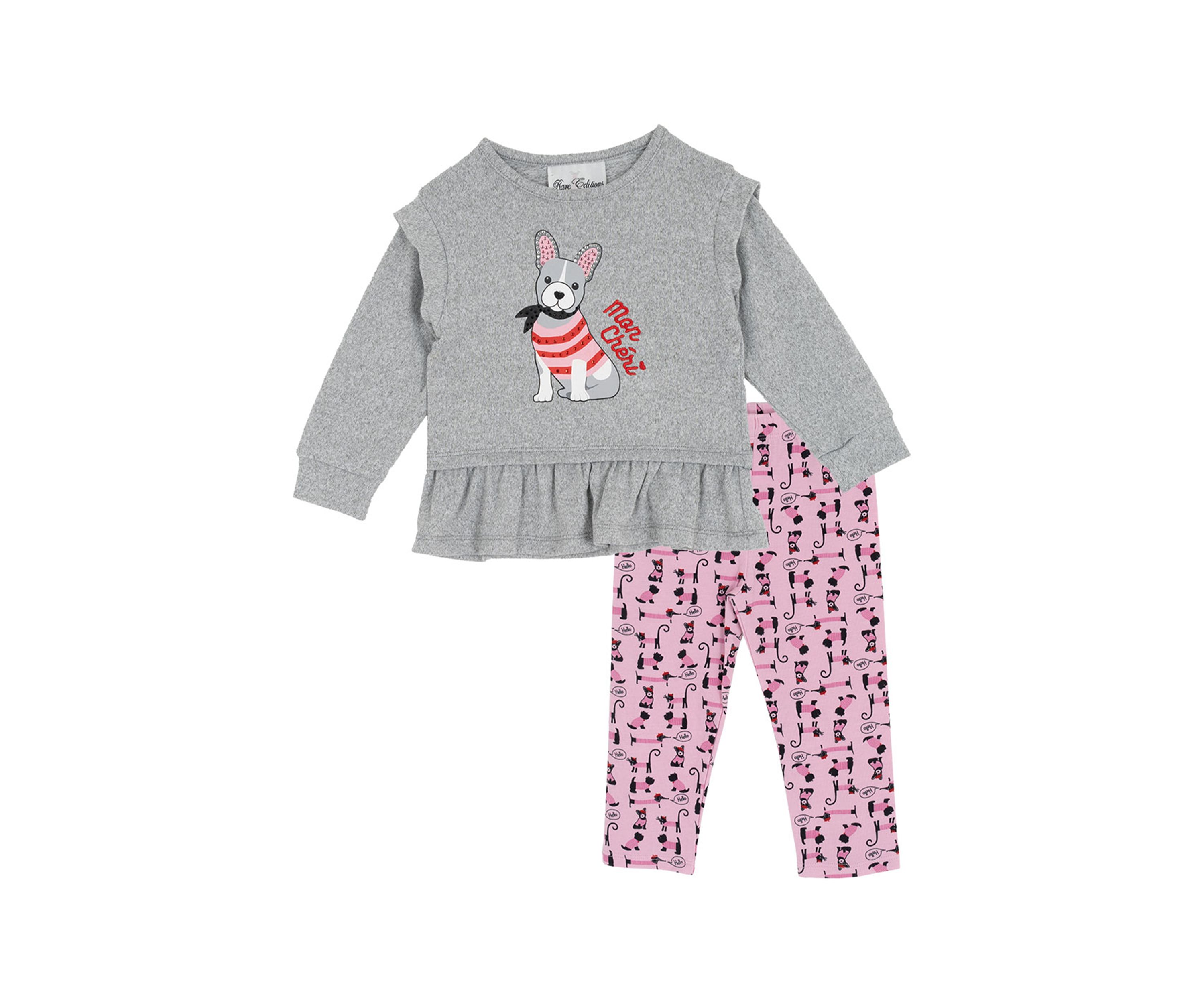 Baby Girls Doggie Graphic T-Shirt and Printed Leggings Set