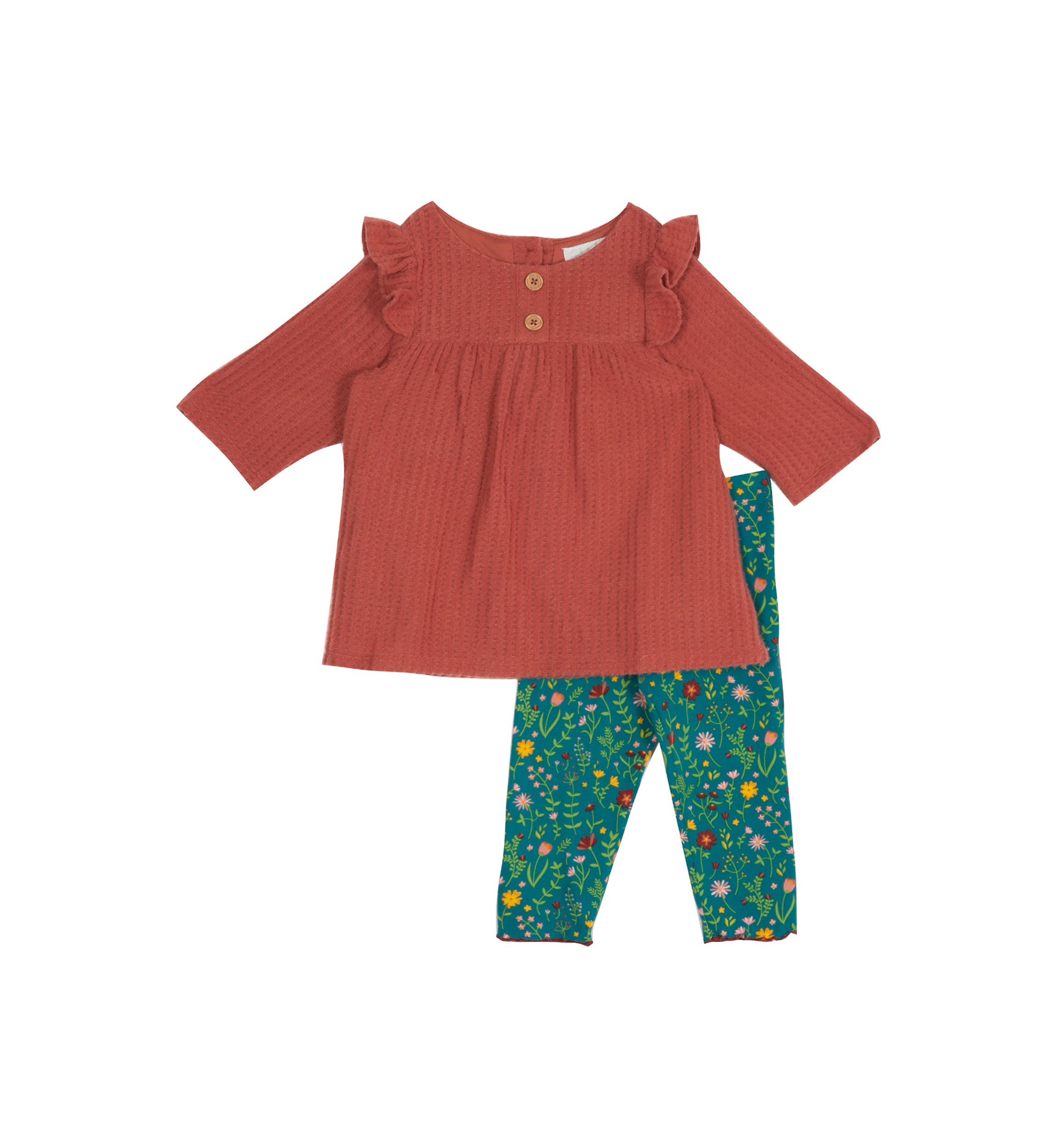 Baby Girls Thermal Ruffle Top With Leggings