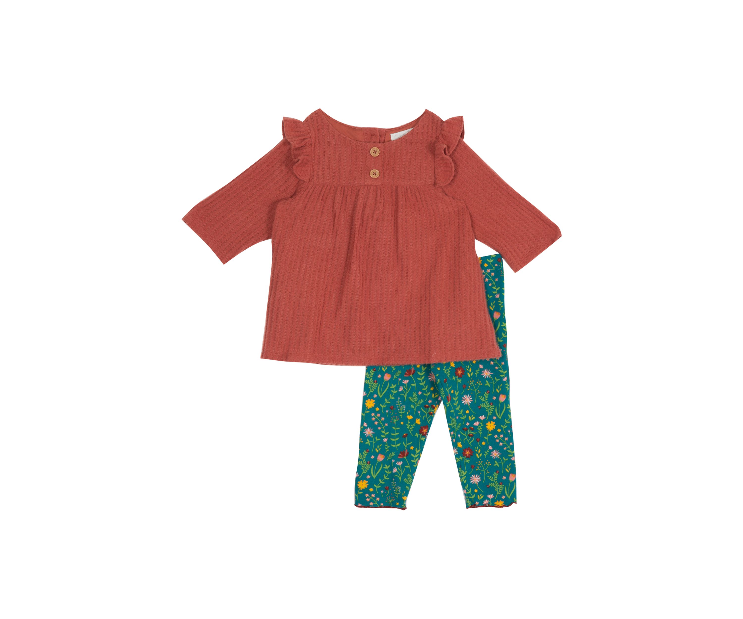Baby Girls Thermal Ruffle Top With Leggings