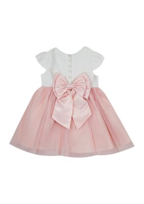 Rare Editions Baby Girls Short Sleeve Two Tone Bow Party Dress belk