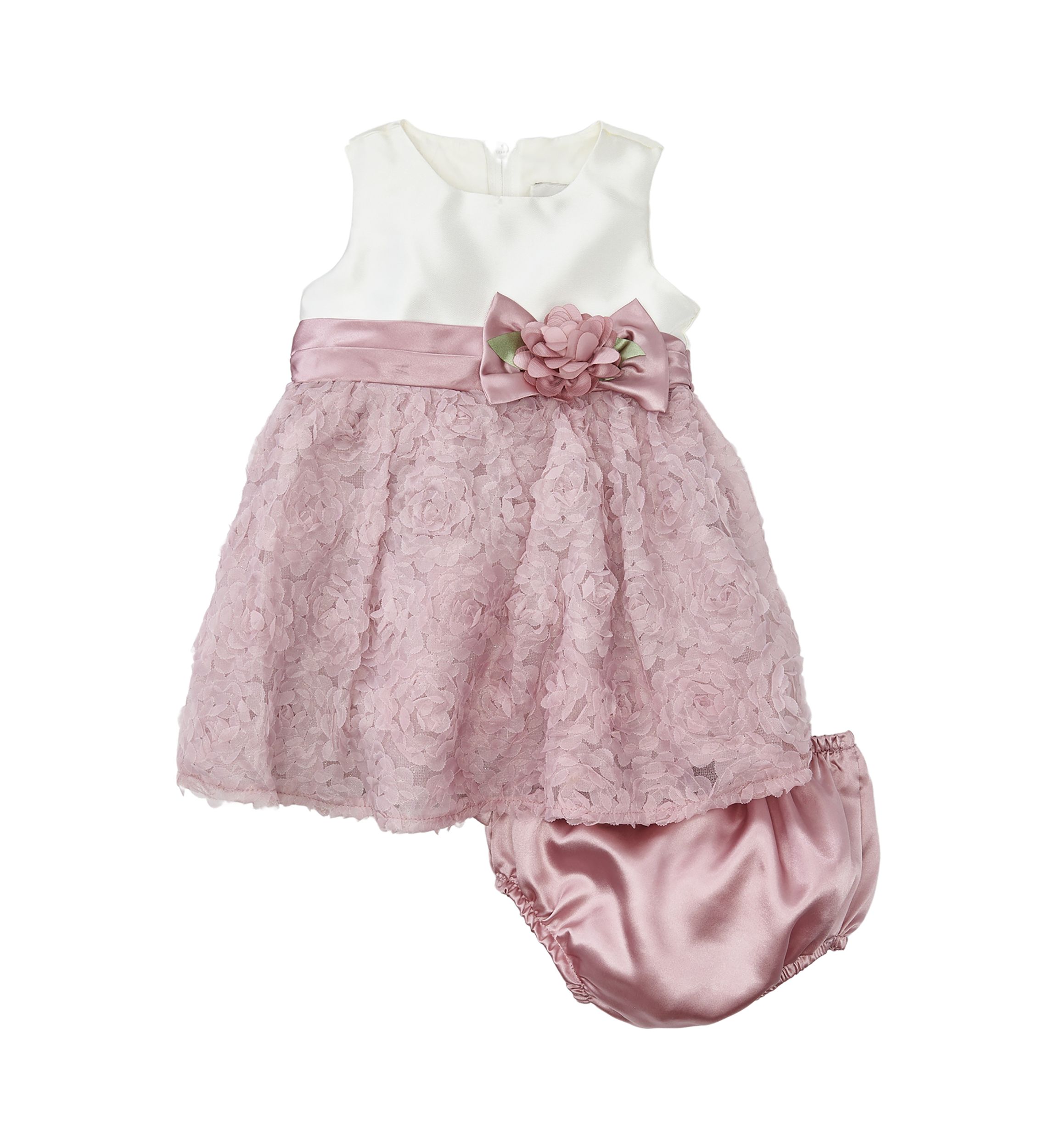 Baby Girls Mikado Bodice to Soutache Skirt and Waist Flower Detail