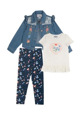 Baby Girls Knit Denim Jacket and Leggings Set