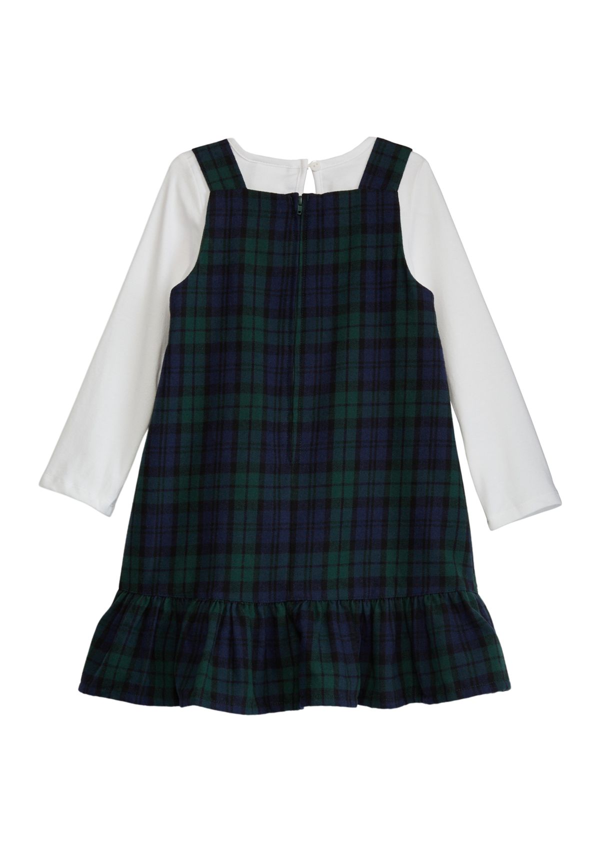 Toddler Girls Santa Appliqué Plaid Jumper Set