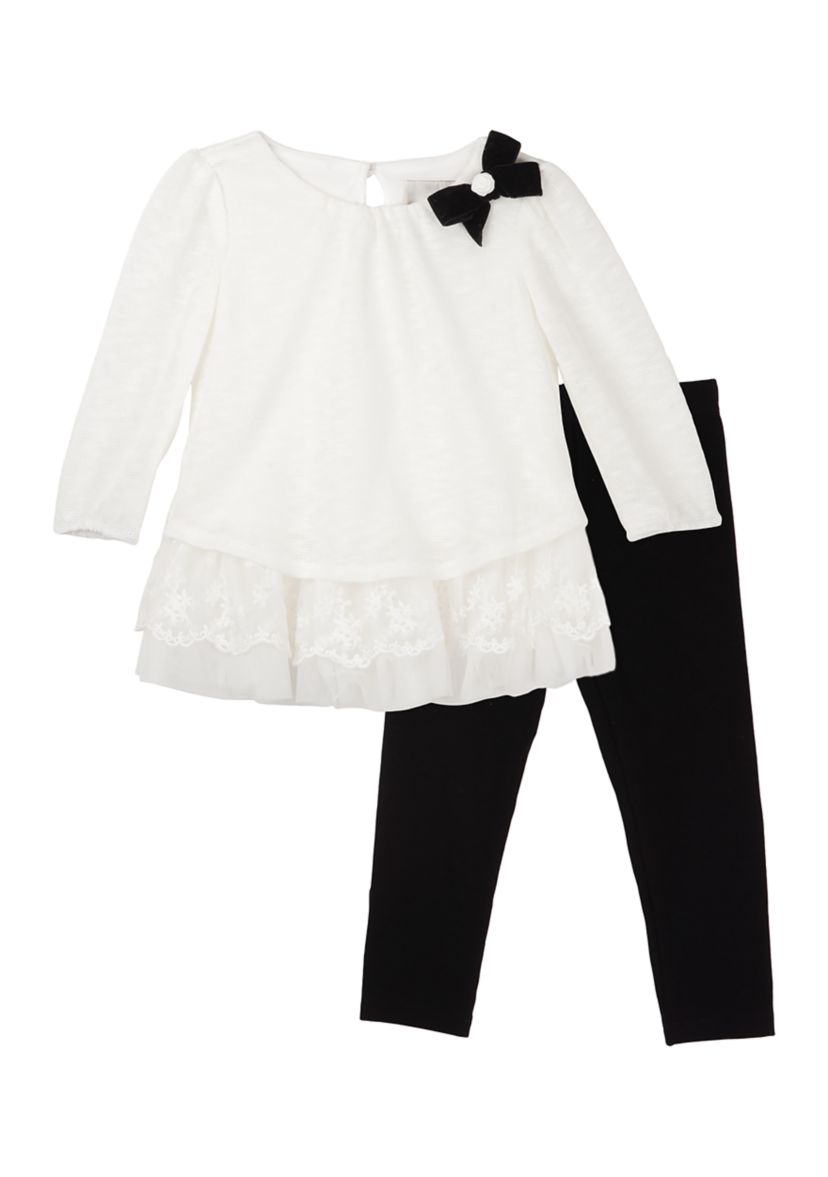 Toddler Girls Hacci Knit Top and Leggings Set