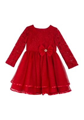 Girls Preschool Red St. Louis Cardinals Diamond Tri-Blend Long Sleeve Dress