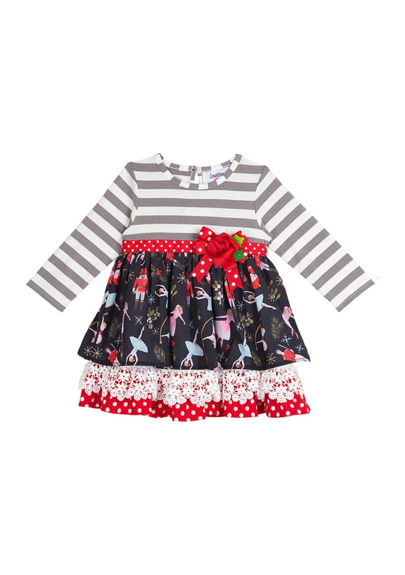 Toddler Girls Tiered Nutcracker Printed Dress