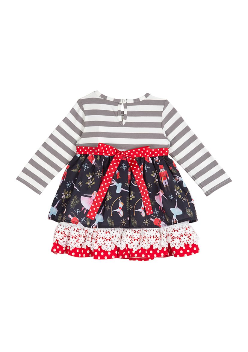 Toddler Girls Tiered Nutcracker Printed Dress